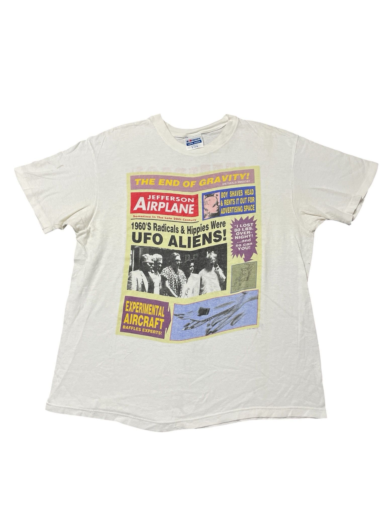 Hanes Vintage 1989 Jefferson Airplane 80s Band Tour T-Shirt Size US XL / EU 56 / 4 - 1 Thumbnail