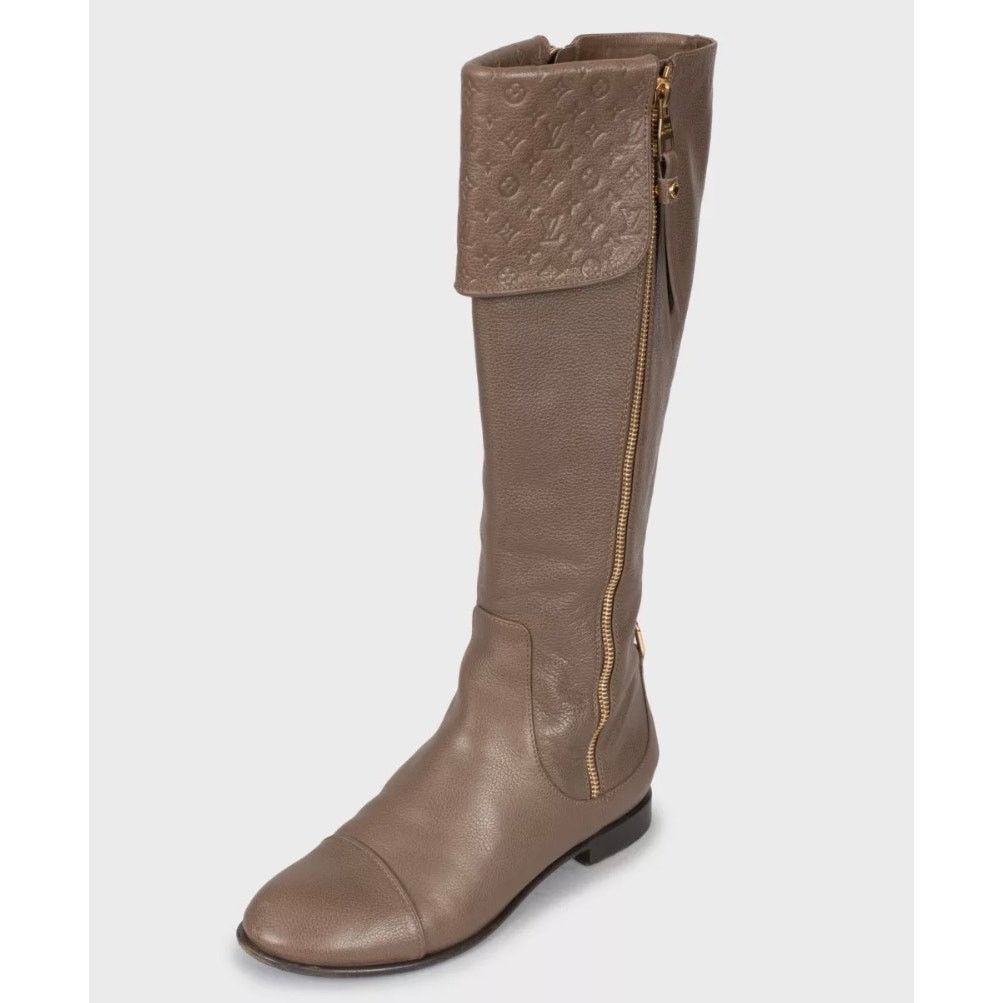 Louis Vuitton Louis Vuitton Brown Leather Knee Boots Gold Zippers 37.5 Size US 6.5 / IT 36.5 - 3 Thumbnail