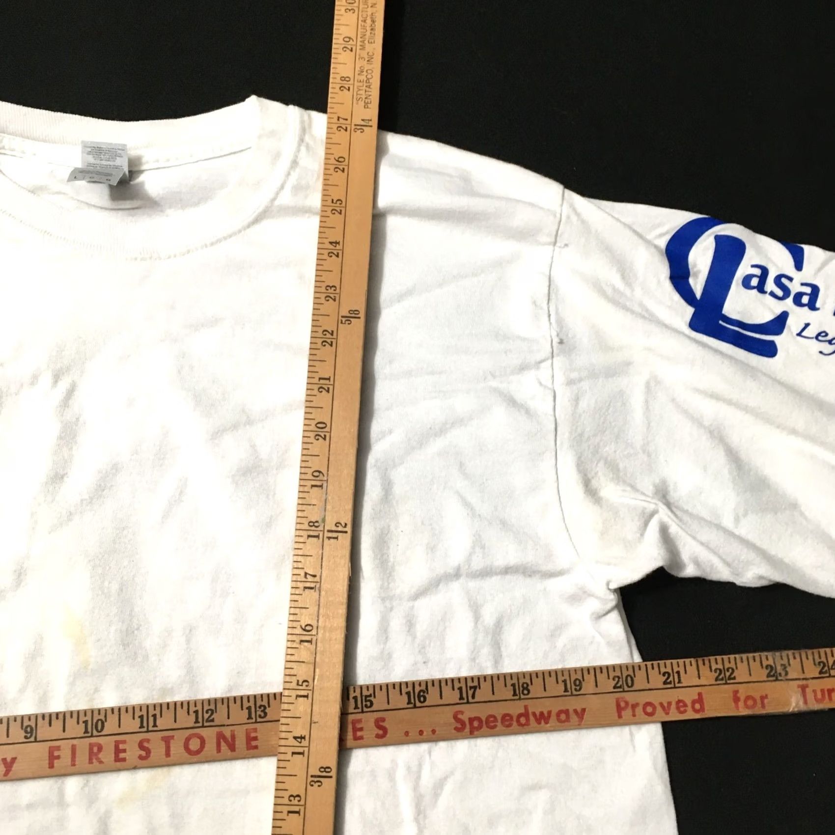 Gildan GILDAN Long Sleeve T-Shirt White L Casual Shirt Mens Vintage Casa Loma College Writing On Sleeve Size US L / EU 52-54 / 3 - 4 Thumbnail