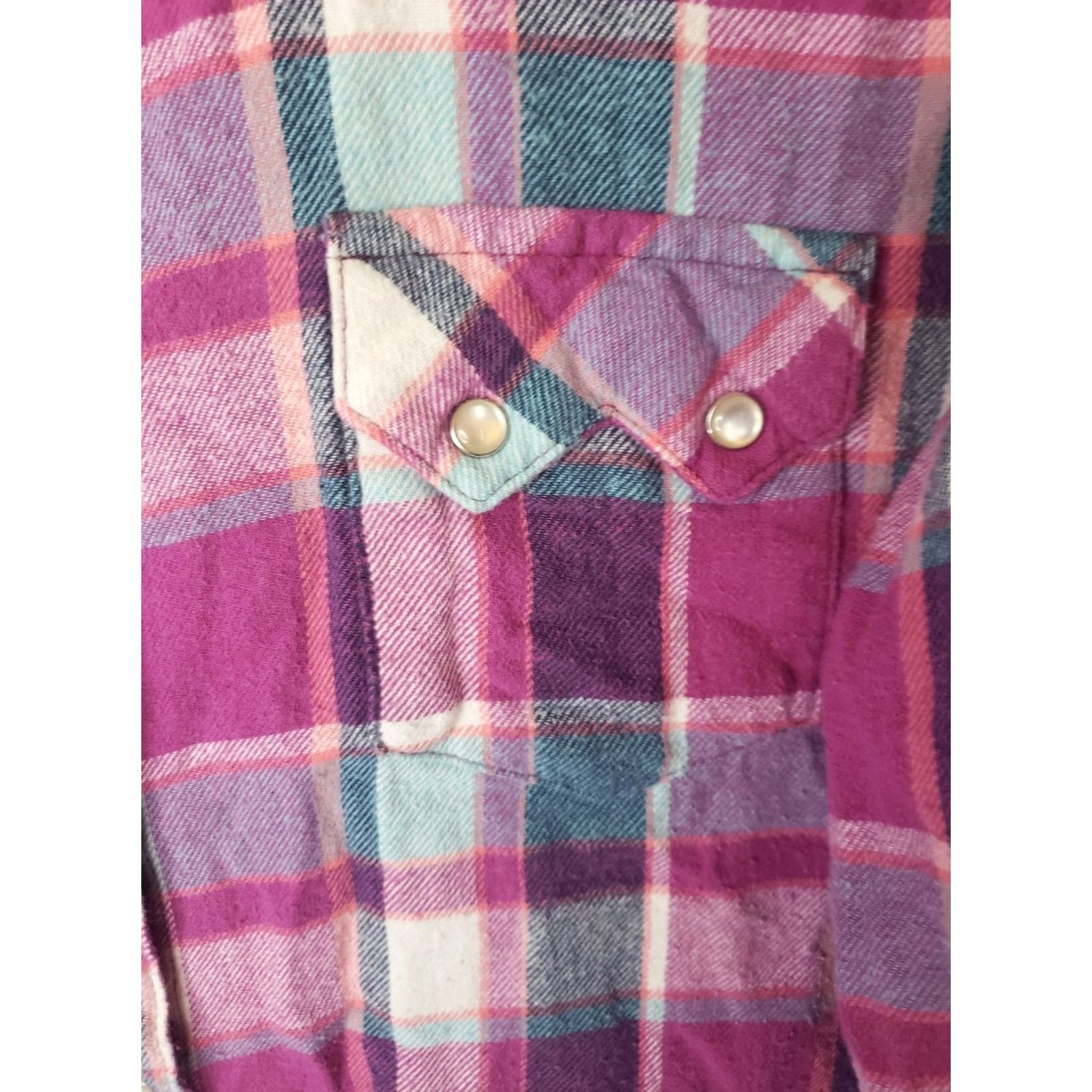 Wrangler VINTAGE Wrangler Wrancher Women's XXL Hot Pink Plaid Pearl Snap Western Shirt L/S Size XXL / US 16-18 / IT 52-54 - 4 Thumbnail