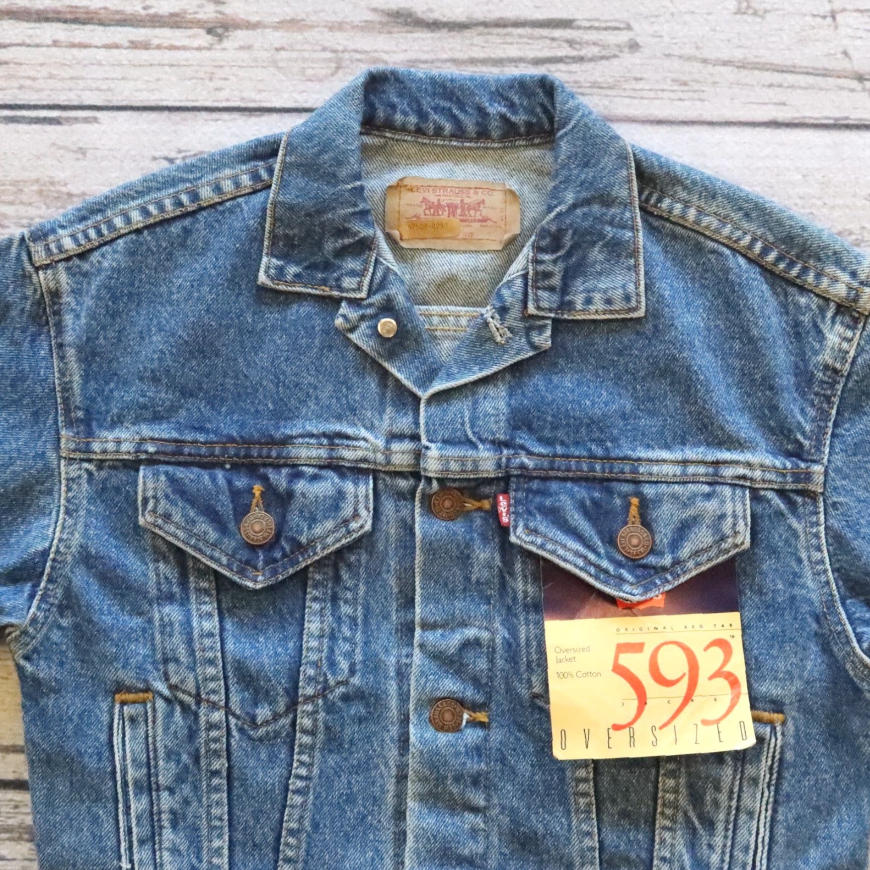 Levi's Vintage Levi's Trucker Jacket S Blue Denim Motorcycle Jacket Mens Levi's Trucker 593 Denim Jacket Size US S / EU 44-46 / 1 - 3 Thumbnail
