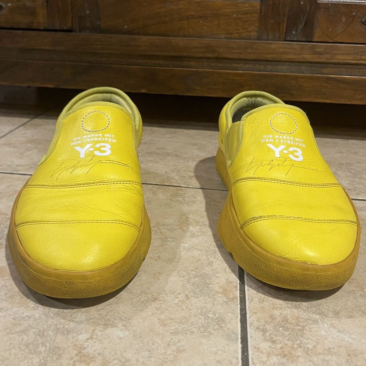 Y-3 Adidas Y-3 Tangutsu Yellow Logo Canvas Slip On Sneakers Size US 9.5 / EU 42-43 - 3 Thumbnail