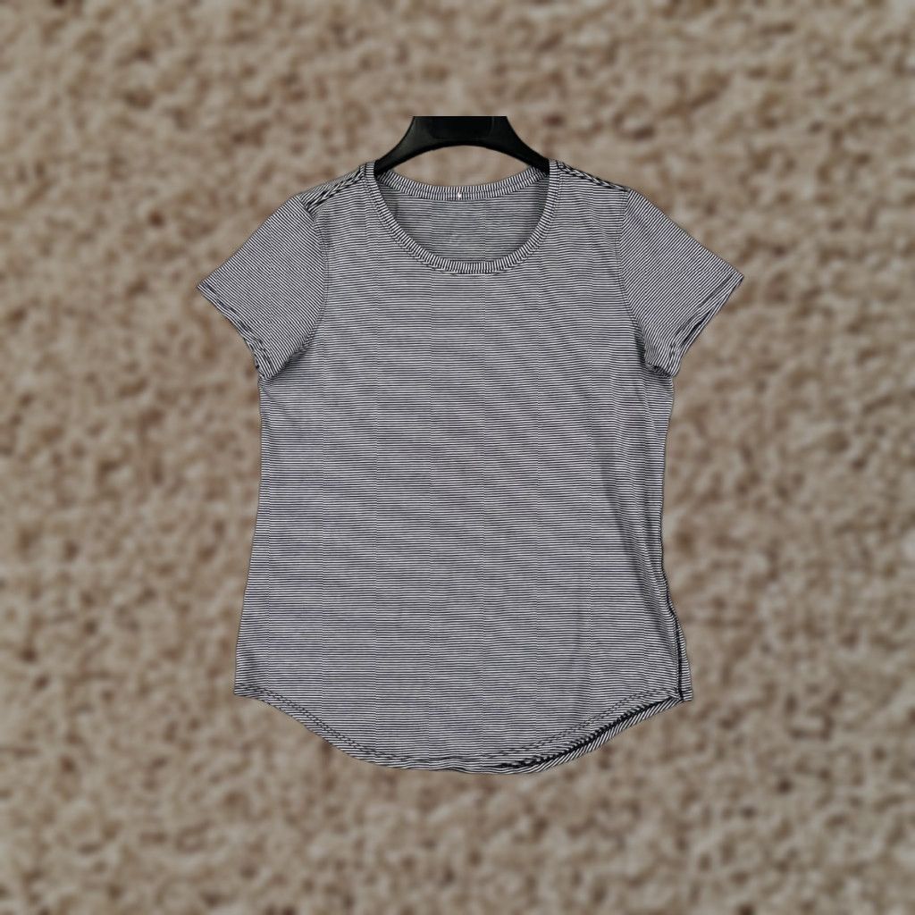 Lululemon Lululemon Shirt Women 6 Black White Stripe Pima Cotton Love Crew III W3DMBS Size M / US 6-8 / IT 42-44 - 1 Thumbnail