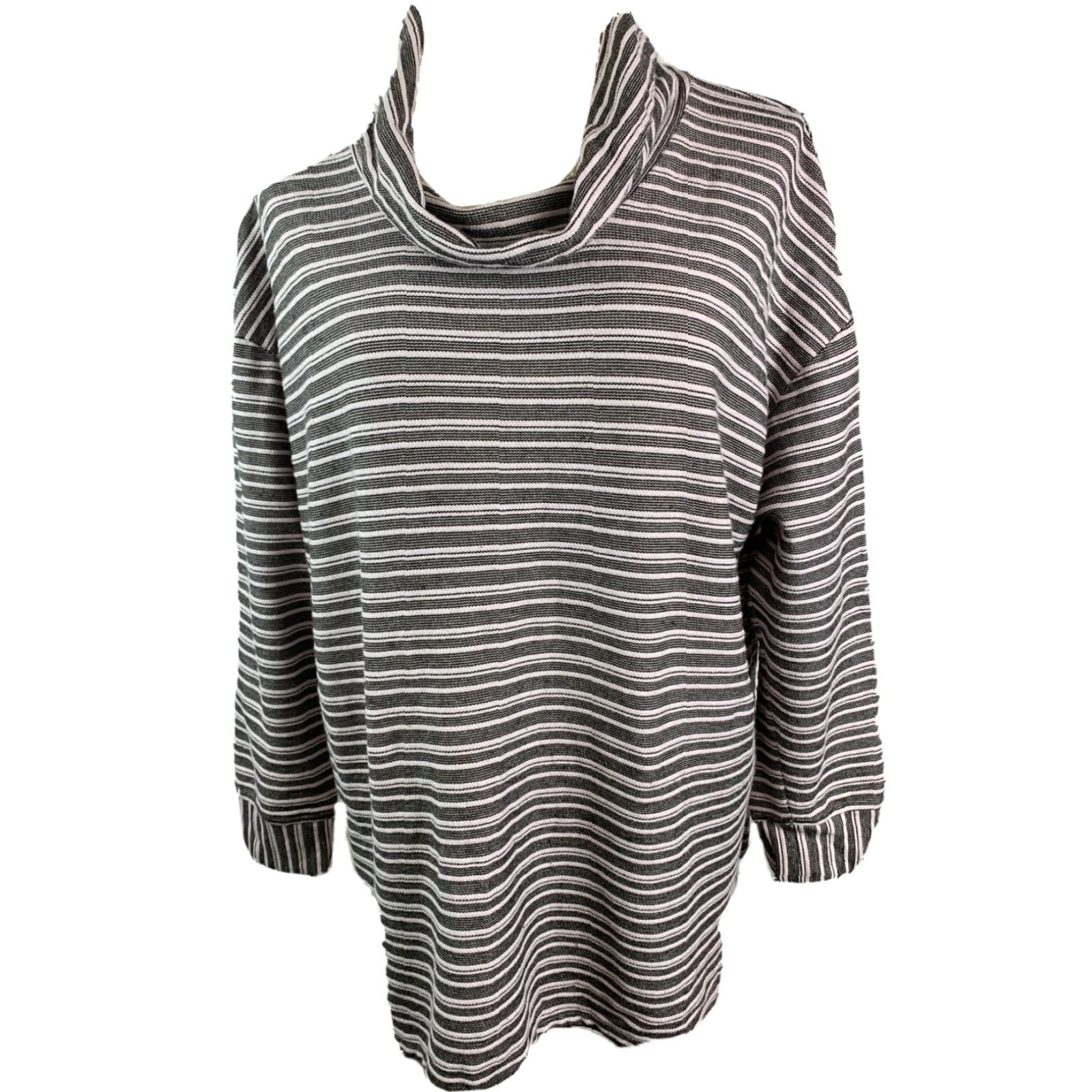 Talbots Talbots 2X Plus Women's Long Sleeve Cowl Neck Black White Stripe Pullover Top Size XXL / US 16-18 / IT 52-54 - 2 Thumbnail