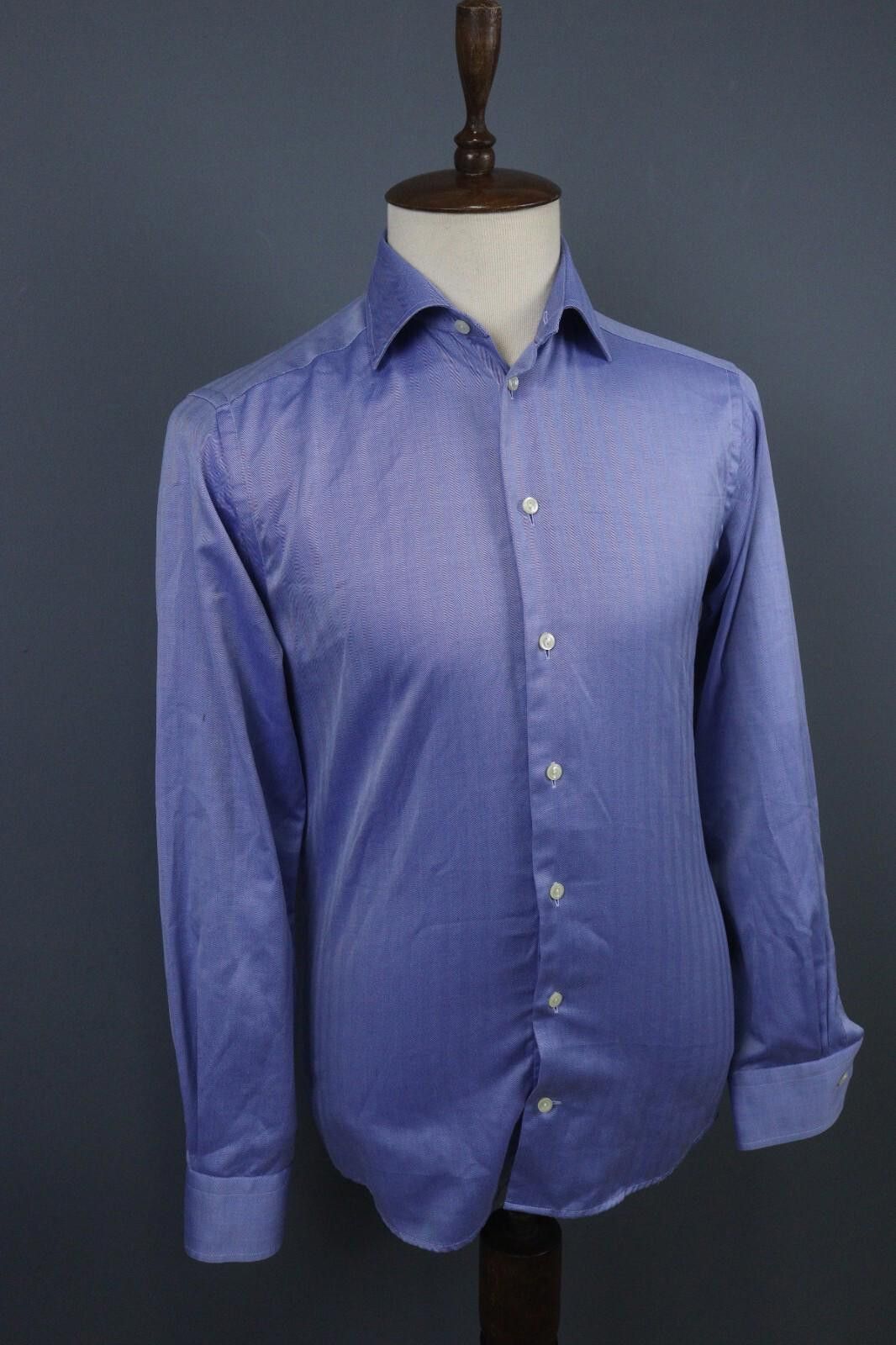 Eton Eton Slim Fit Blue Angle Cuff Shirt Size 40 / 15.75 Size US M / EU 48-50 / 2 - 8 Thumbnail