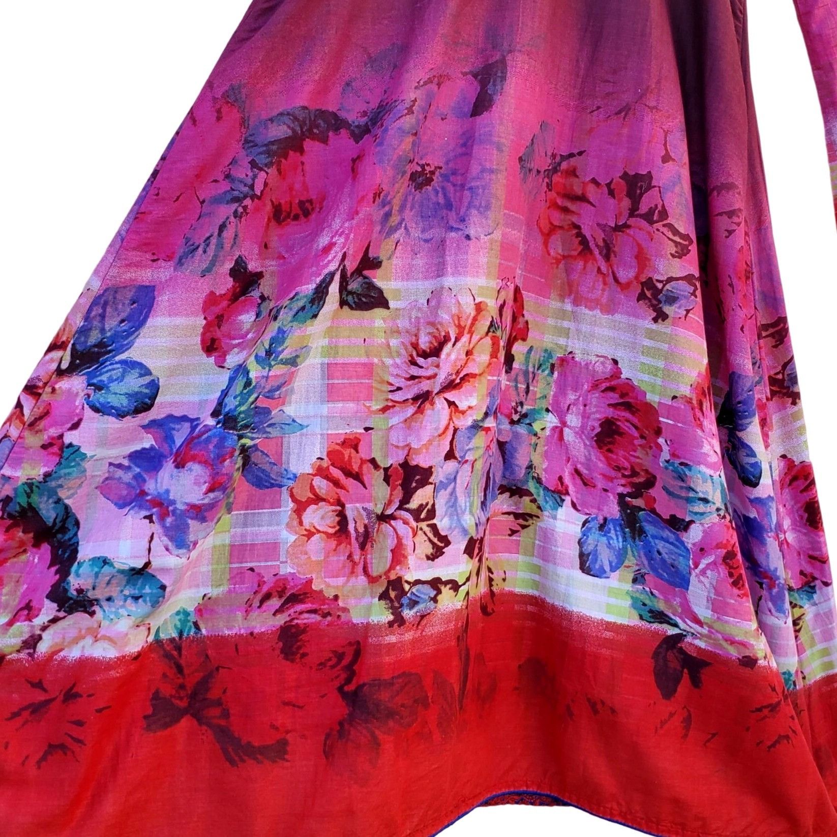 Other Long Sleeve Dress Floral Red Blue Embroidered Patchwork Kame Size S / US 4 / IT 40 - 5 Thumbnail