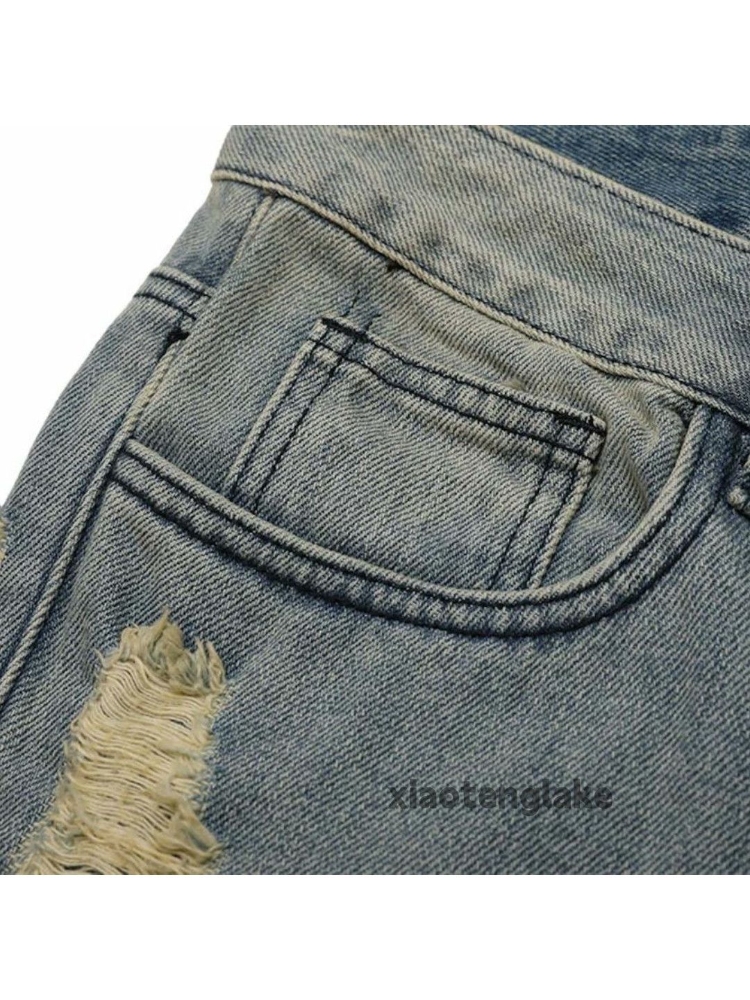 Jean × Vintage washed faded skate hiphop punk grunge ripped jeans Size US 34 / EU 50 - 4 Thumbnail