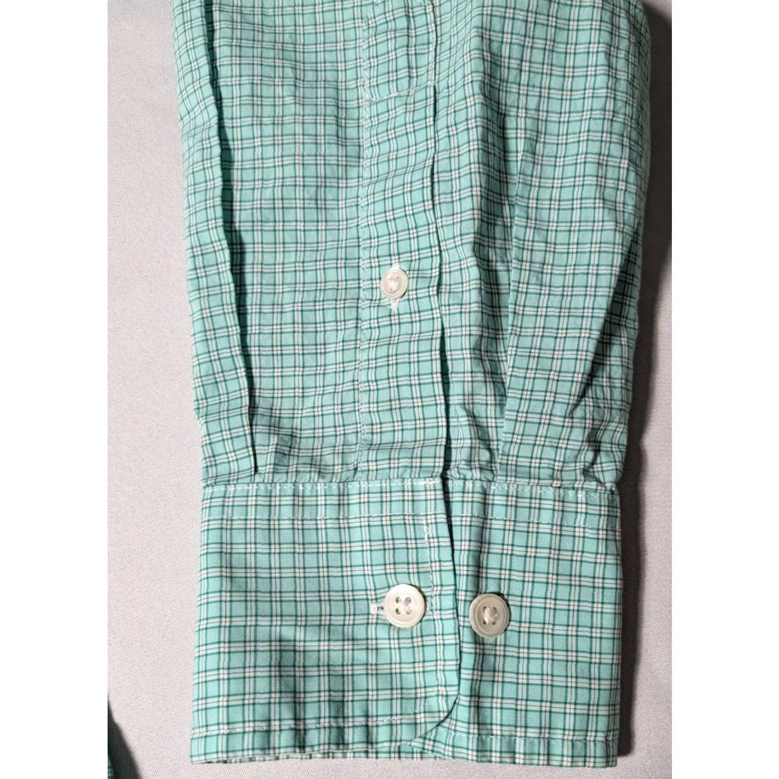 Faconnable FACONNABLE CLASSIQUE Men XL Green Cotton Mini Plaid Check Button-Up Shirt Size US XL / EU 56 / 4 - 3 Thumbnail