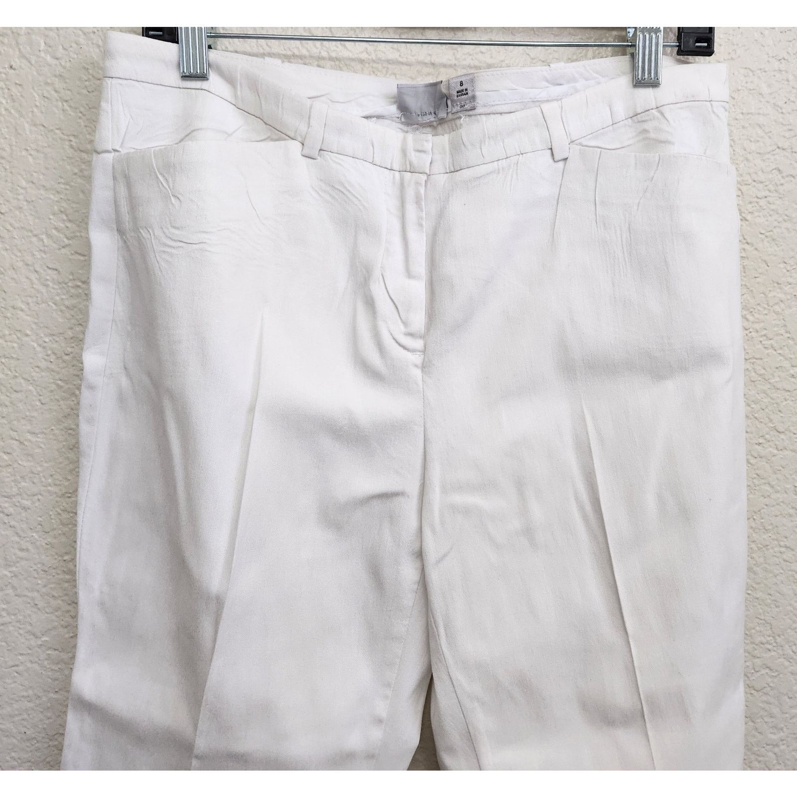 Other Worthington White Flat Front Slashed Pockets Dress Pants 8 Size 32" / US 10 / IT 46 - 2 Thumbnail