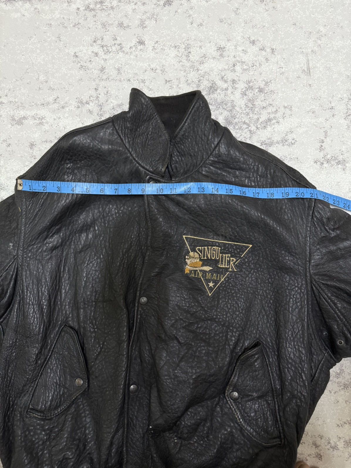 Genuine Leather Vintage 80s SINGULIER AIR MAIL FLIGHT BOMBER JACKET LEATHER Size US XL / EU 56 / 4 - 24 Thumbnail