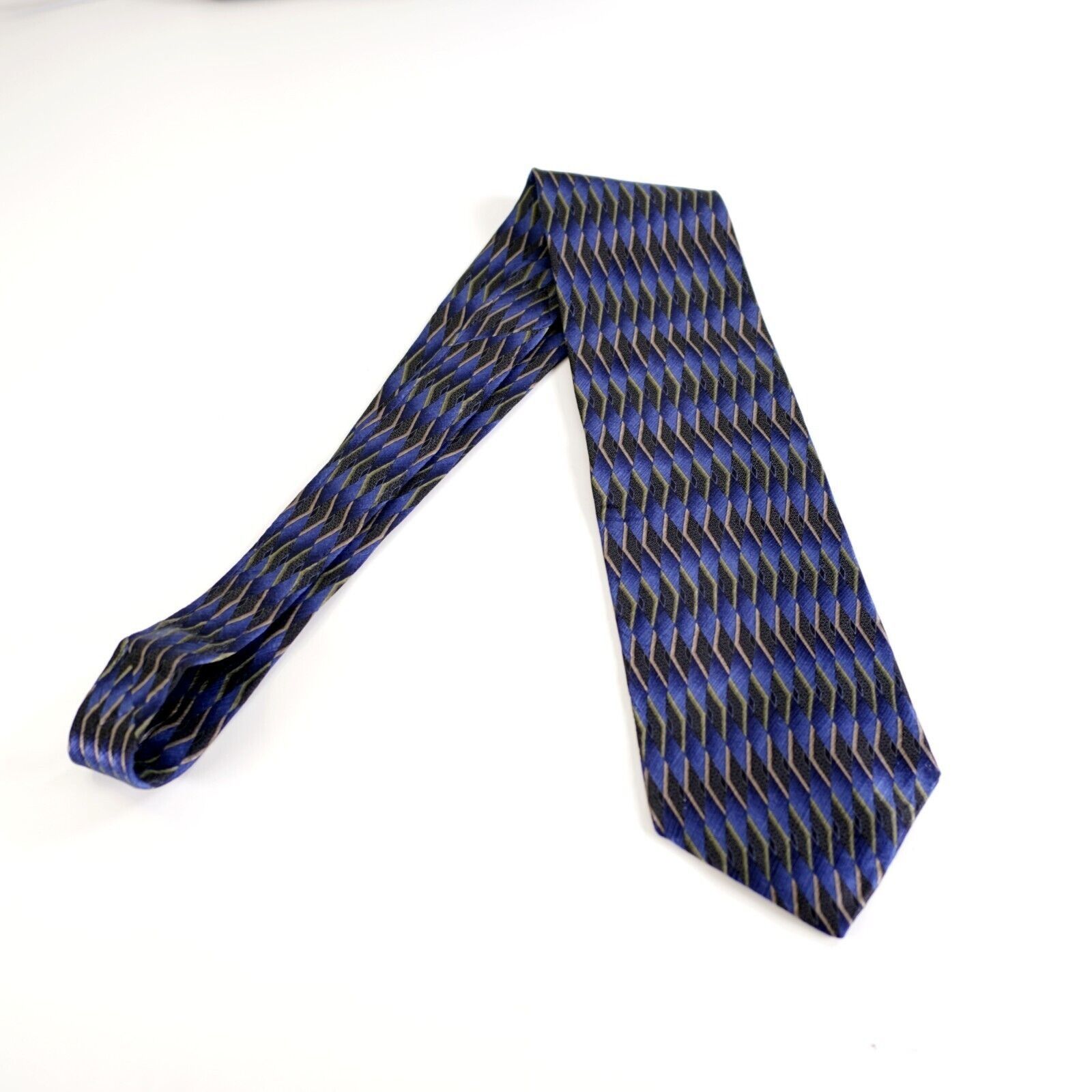Roundtree & Yorke Roundtree & Yorke Blue Green Abstract Print Wide Silk Tie Ha Size ONE SIZE - 6 Thumbnail
