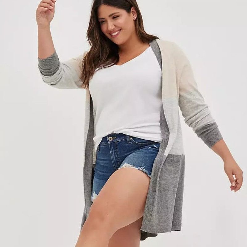 Torrid Torrid Colorblock Cardigan Sweater Open Front 2X Minimalist Size 3XL / US 20-22 - 1 Thumbnail