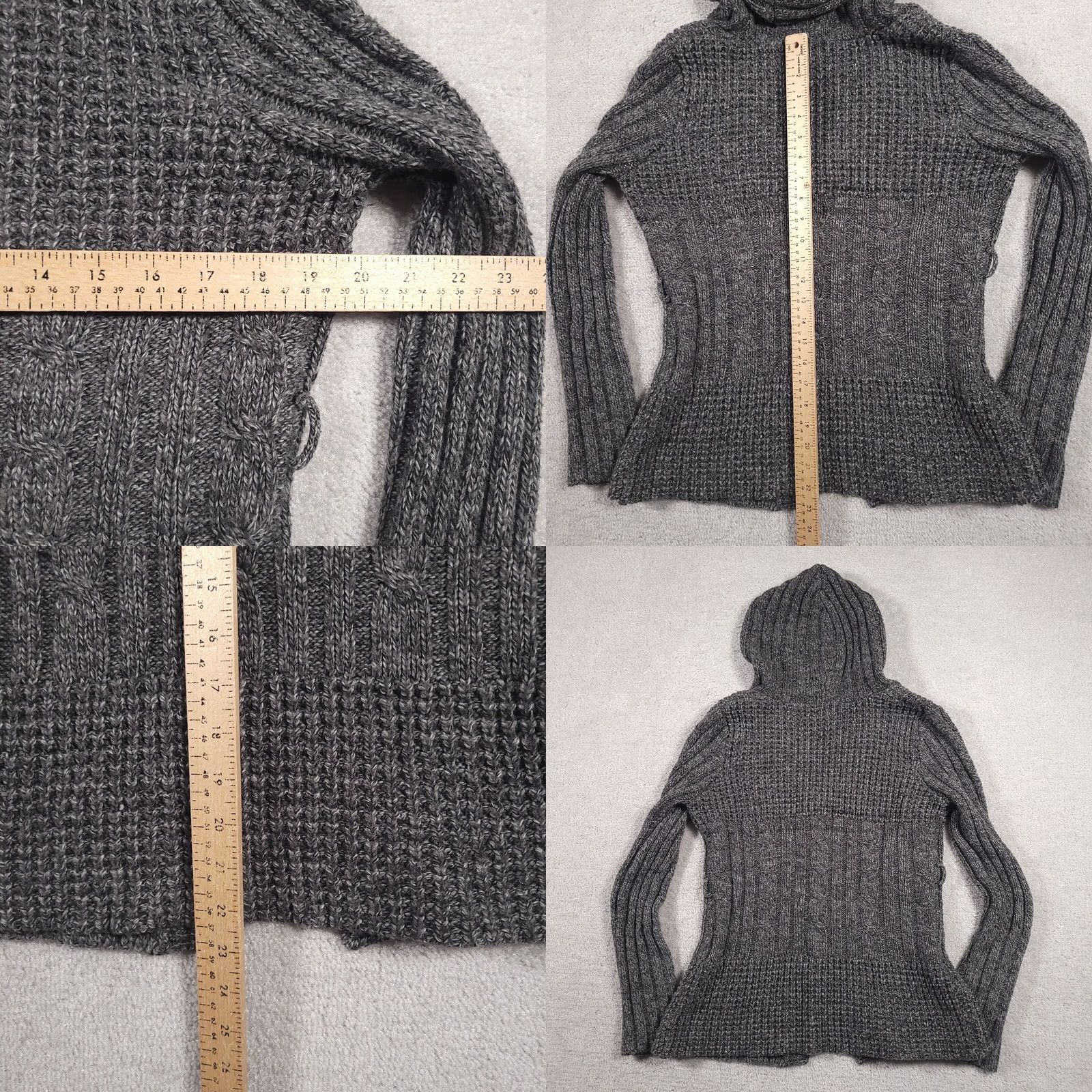 Vintage Vanity Cardigan Sweater Womens Large Gray Long Sleeve Loop Front Shirt Ladies Regular Knit Style Modern Classic Fall Winter Size L / US 10 / IT 46 - 8 Thumbnail