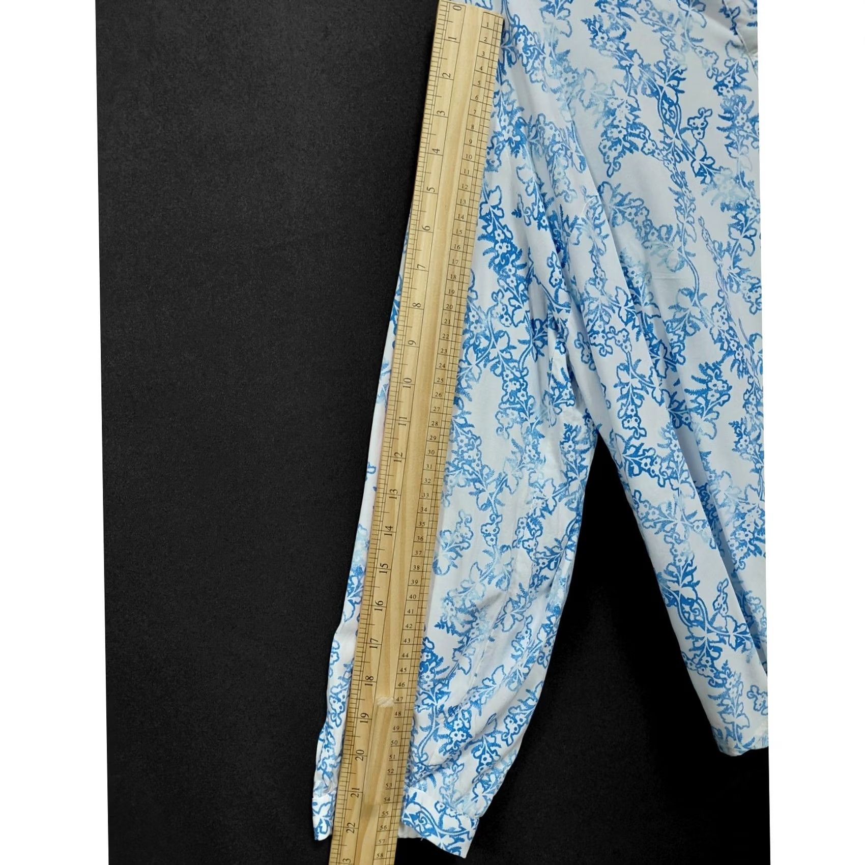 Vintage d&co Denim Blue Floral Blouse Long Sleeve Collared Women Size XL Size XL / US 12-14 / IT 48-50 - 4 Thumbnail