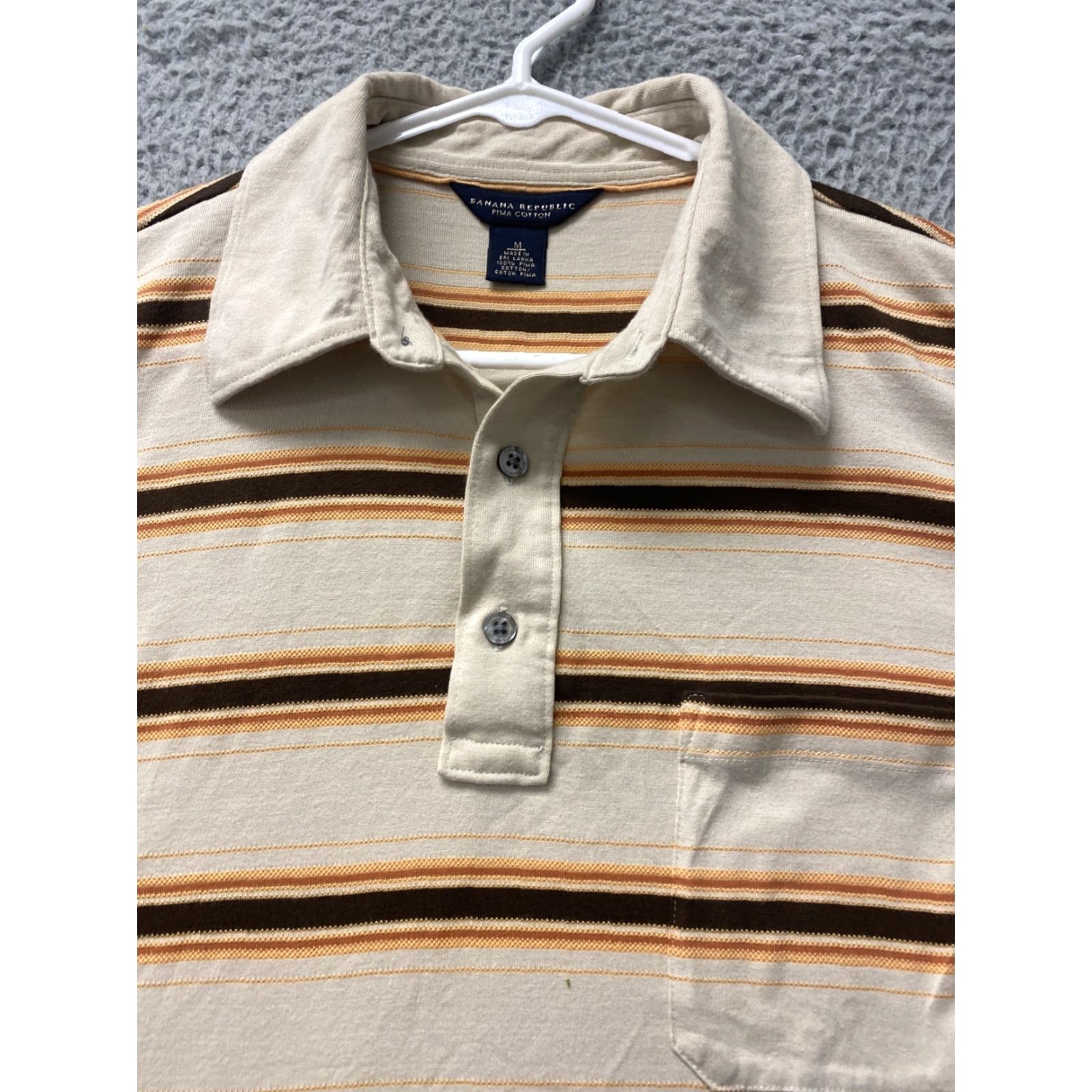 Banana Republic Banana Republic Shirt Mens M Tan Striped Polo Raised Stitching Preppy/101-14 Size US M / EU 48-50 / 2 - 2 Thumbnail