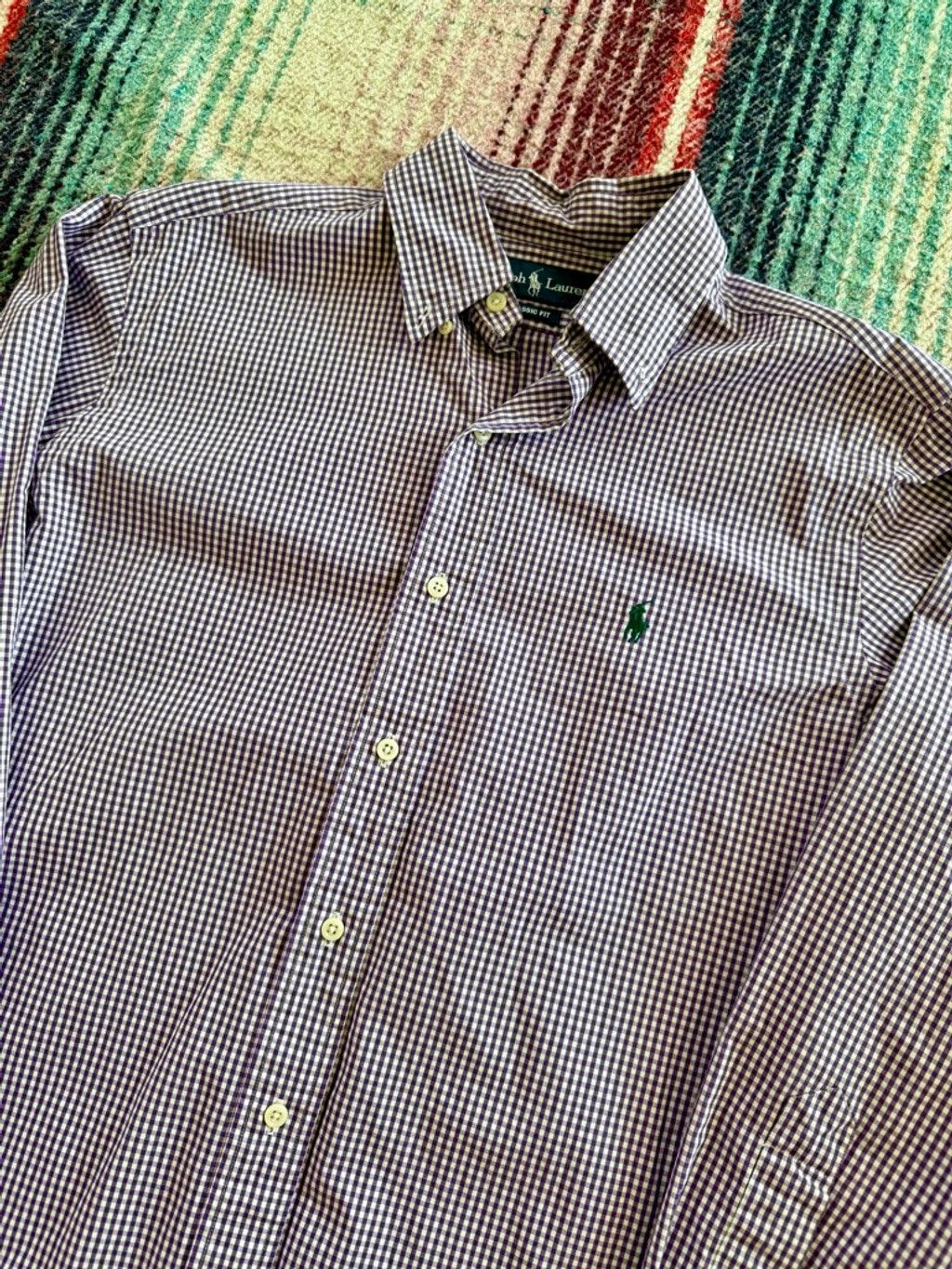 Ralph Lauren Men's Ralph Lauren Button Down Shirt Purple White Gingham M Size US M / EU 48-50 / 2 - 2 Thumbnail