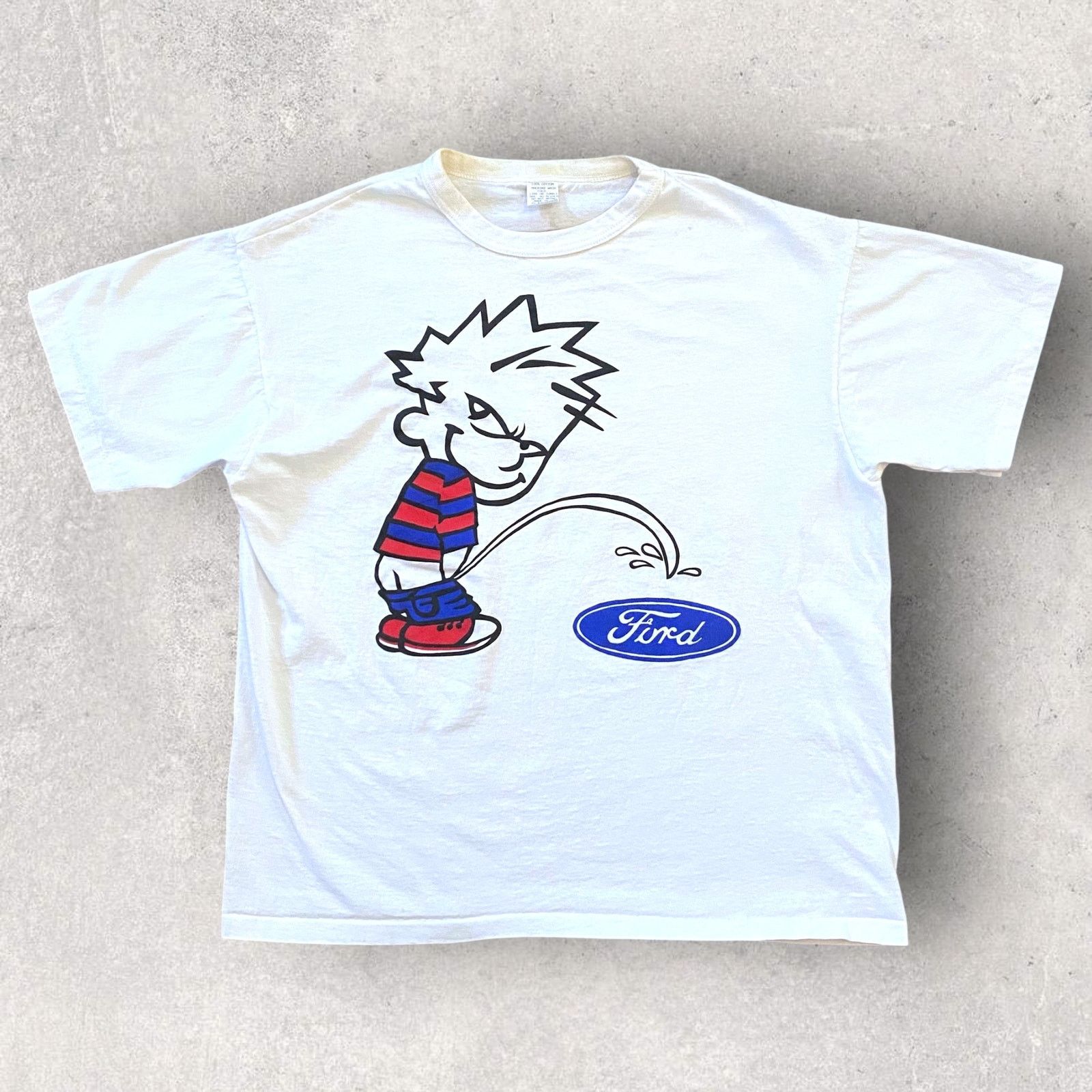 Vintage Calvin & Hobbes Peeing Parody Comedy Ford T Shirt