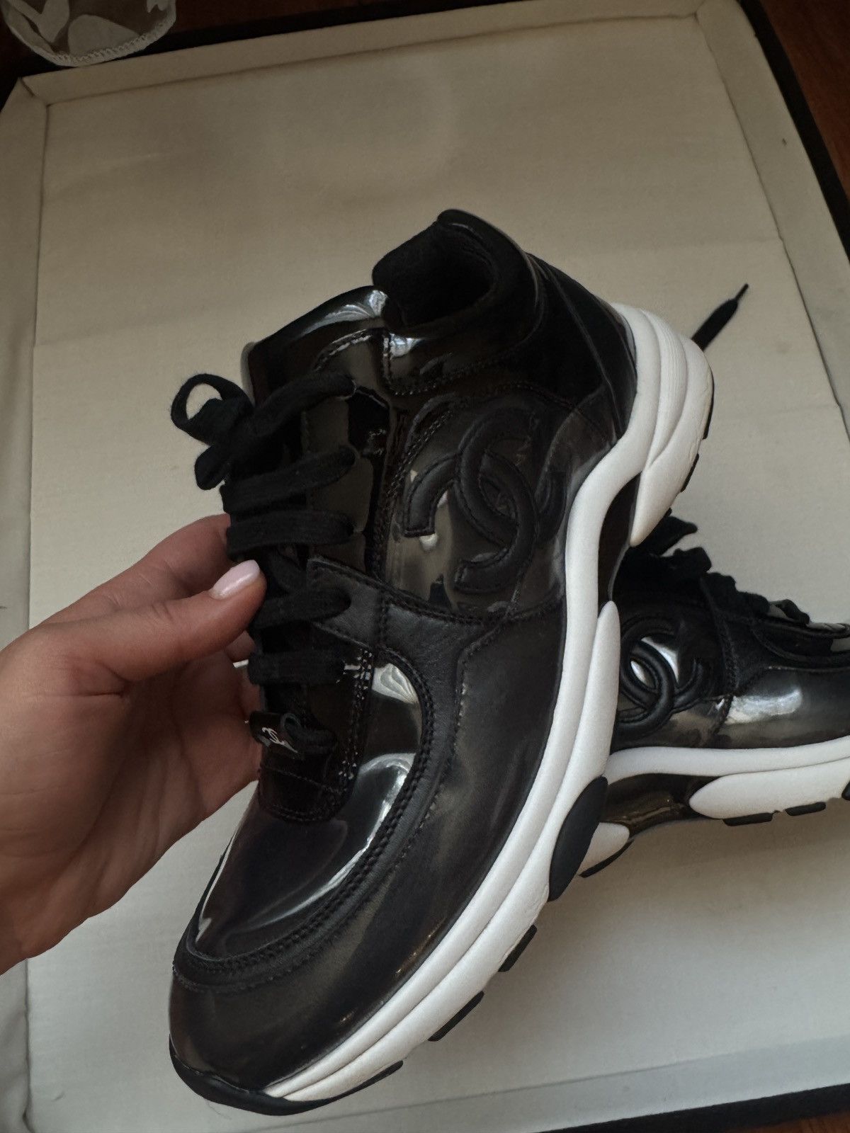 Chanel Chanel leather Transparent sneakers Size US 6.5 / IT 36.5 - 4 Thumbnail