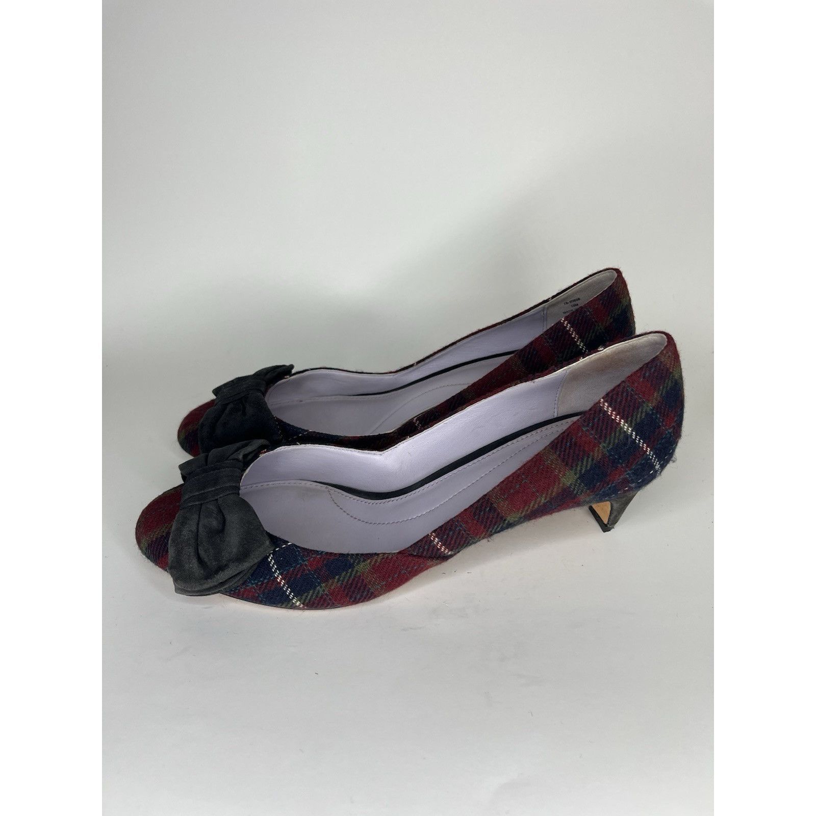 Johnston & Murphy Johnston & Murphy Red Plaid Blue Bow Round Toe Pumps Heels W Size US 10 / IT 40 - 1 Thumbnail