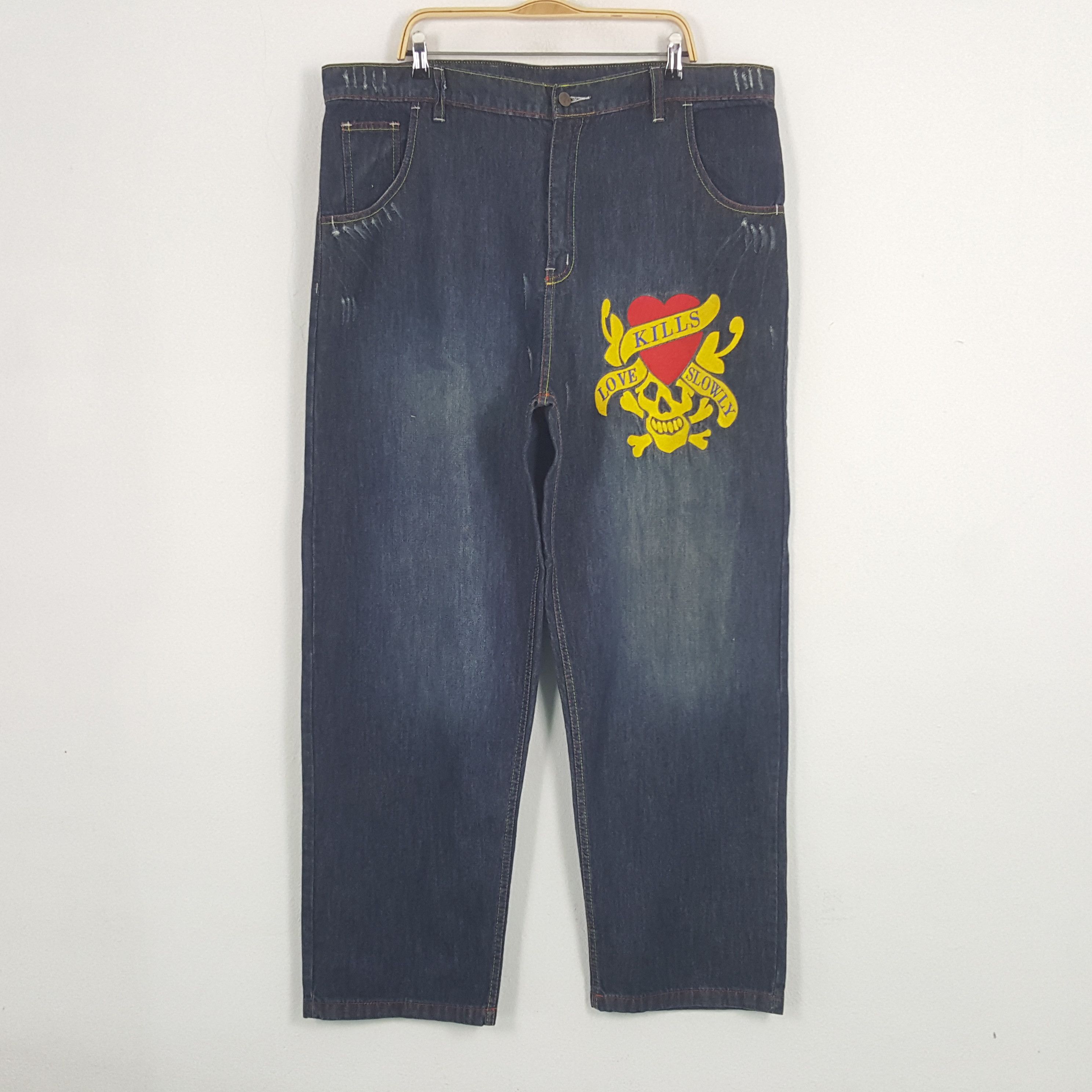 Ed Hardy × Vintage Vintage Ed Hardy Custom Spell Out Art Denim Jeans Size US 43 - 4 Thumbnail