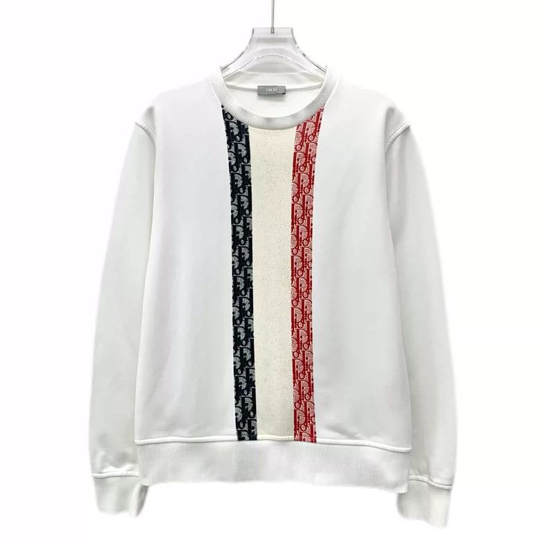 Dior Dior White Striped Cotton Long Sleeve Sweatshirt- DMC Size US S / EU 44-46 / 1 - 1 Thumbnail
