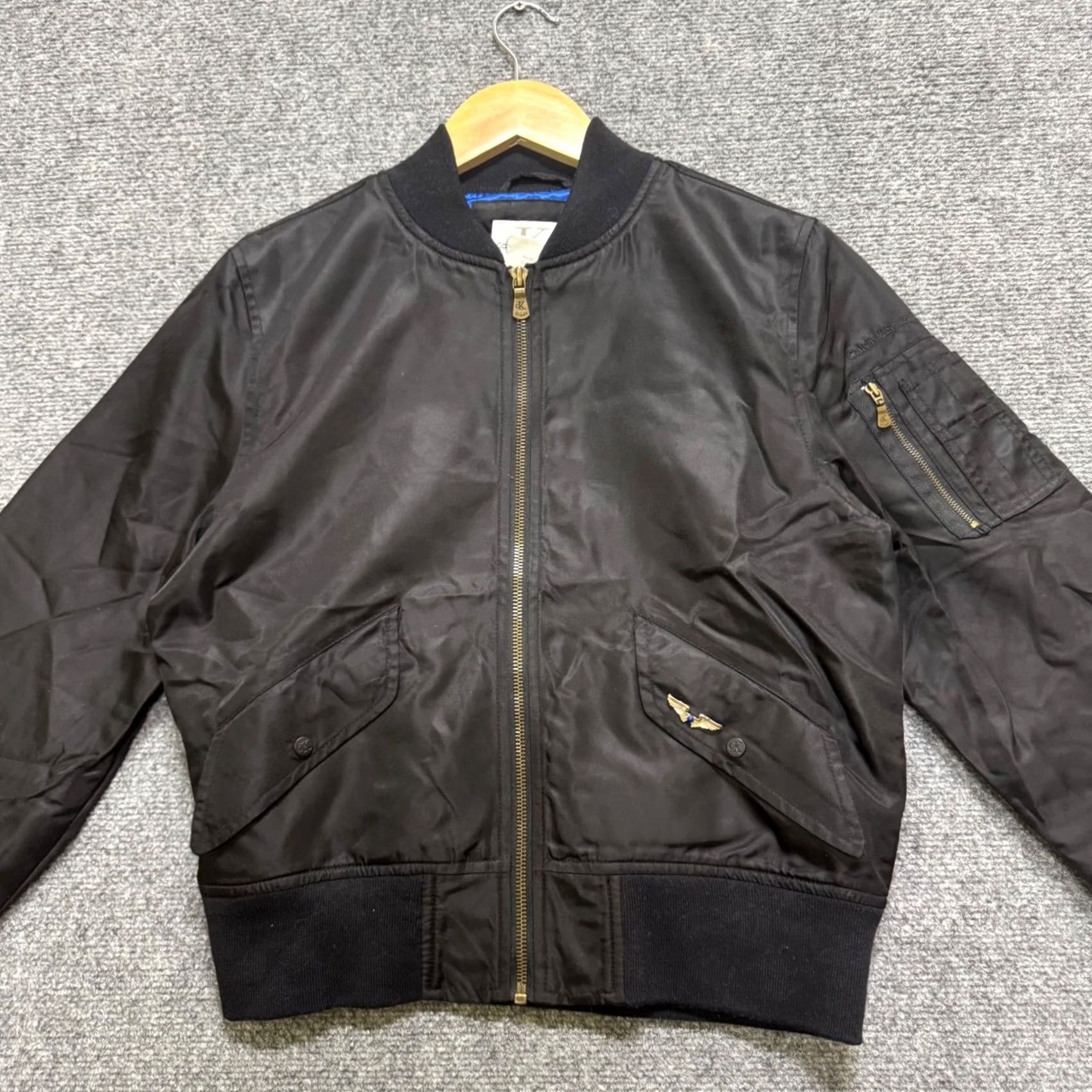 Calvin Klein VINTAGE Calvin Klein Bomber Jacket Women L Black Nylon Blue Liner 90s Mens Womens Boys Girls Size L / US 10 / IT 46 - 2 Thumbnail
