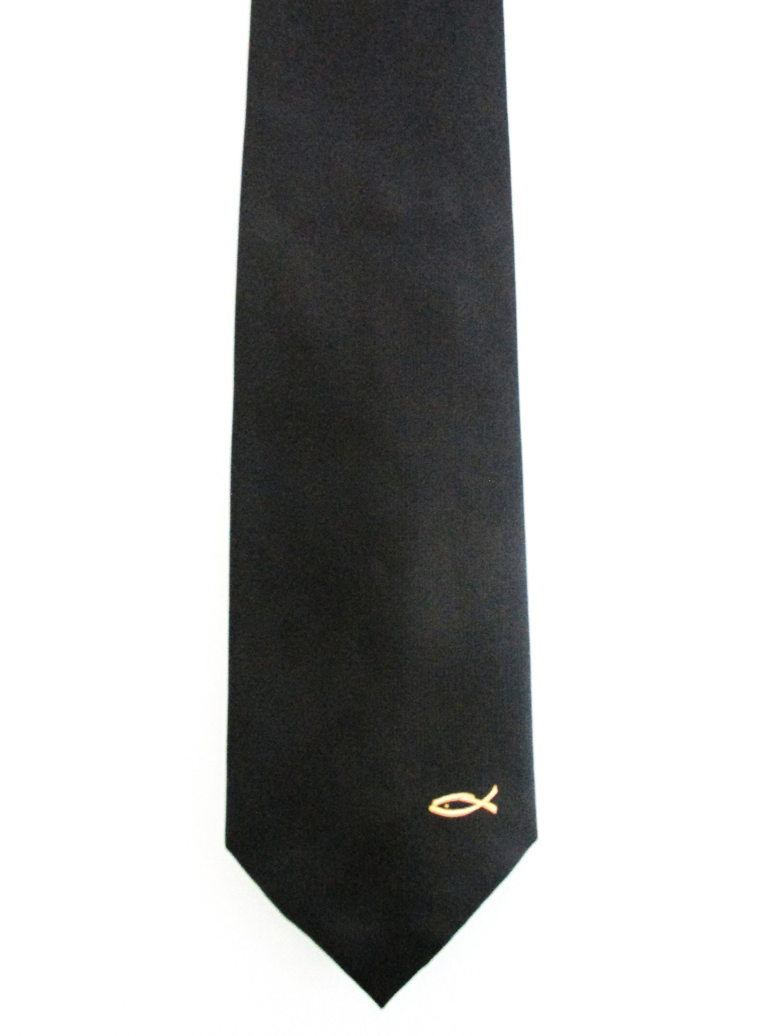 Other Christian Fish Symbol Men's Silk Tie Size ONE SIZE - 2 Thumbnail