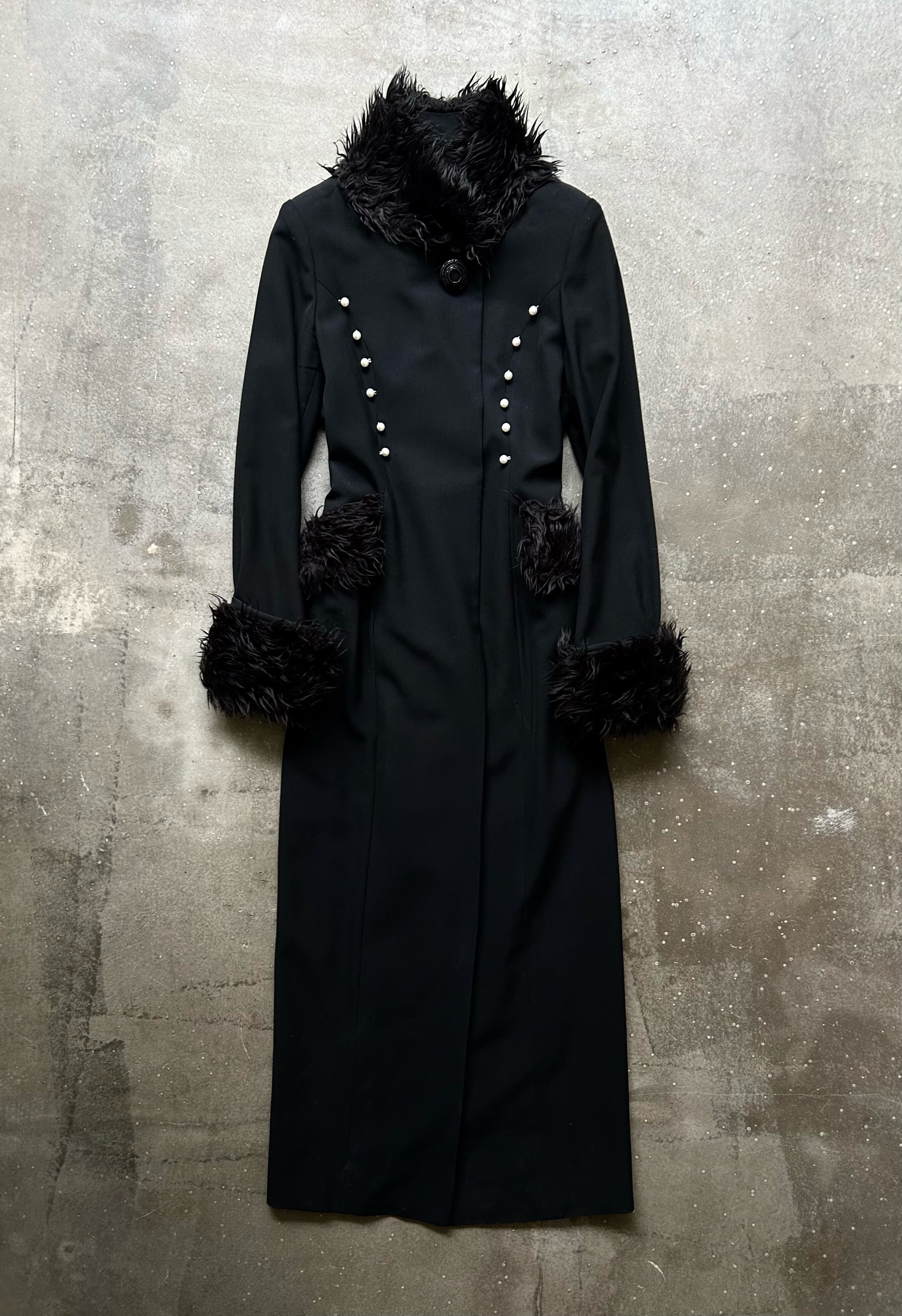Japanese Brand black gothic wool coat with faux fur Size M / US 6-8 / IT 42-44 - 1 Thumbnail