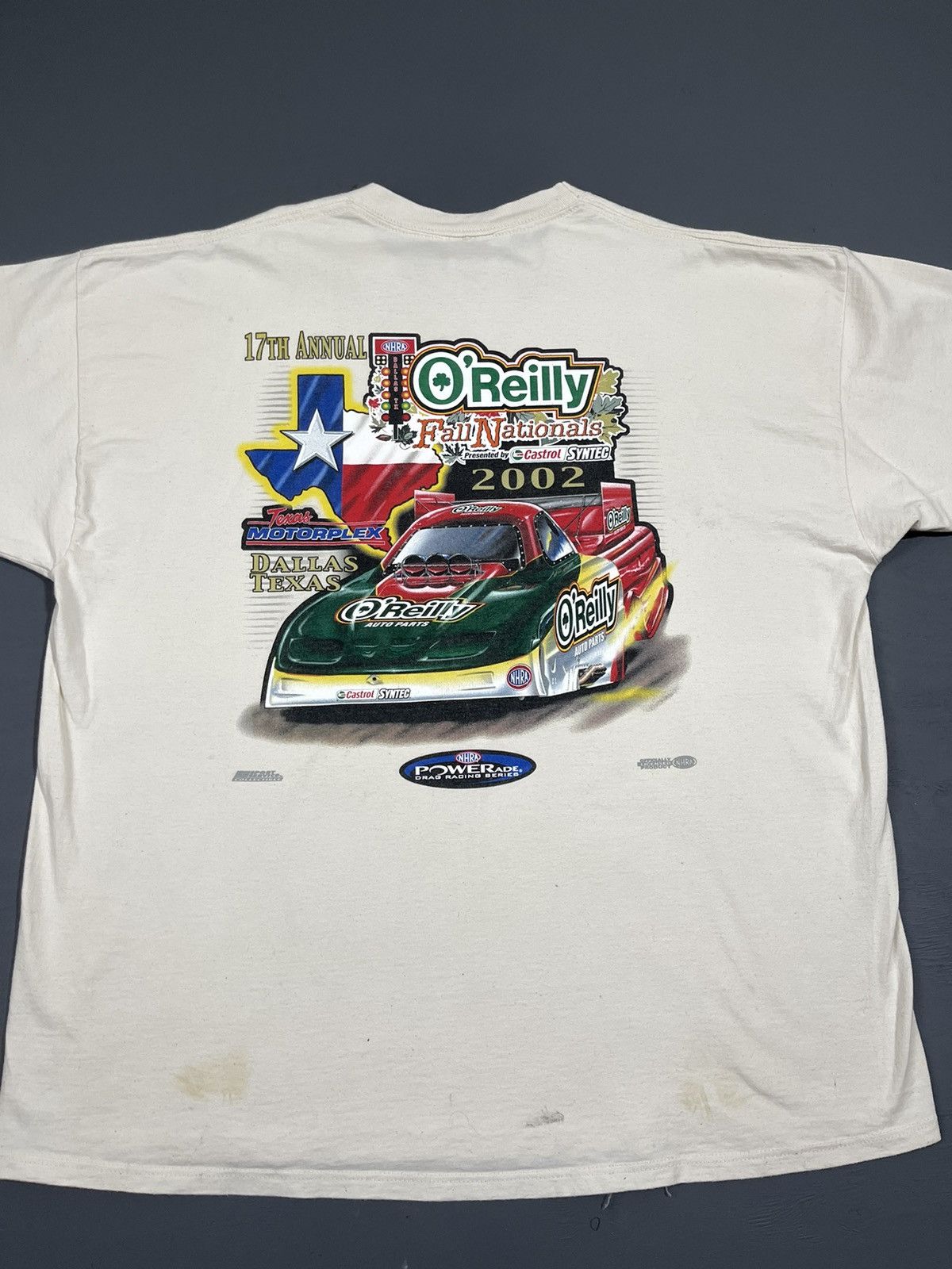 Jerzees 2002 O'Reilly Fall Nations Drag Nascar Vintage T-shirt Size US XL / EU 56 / 4 - 12 Thumbnail
