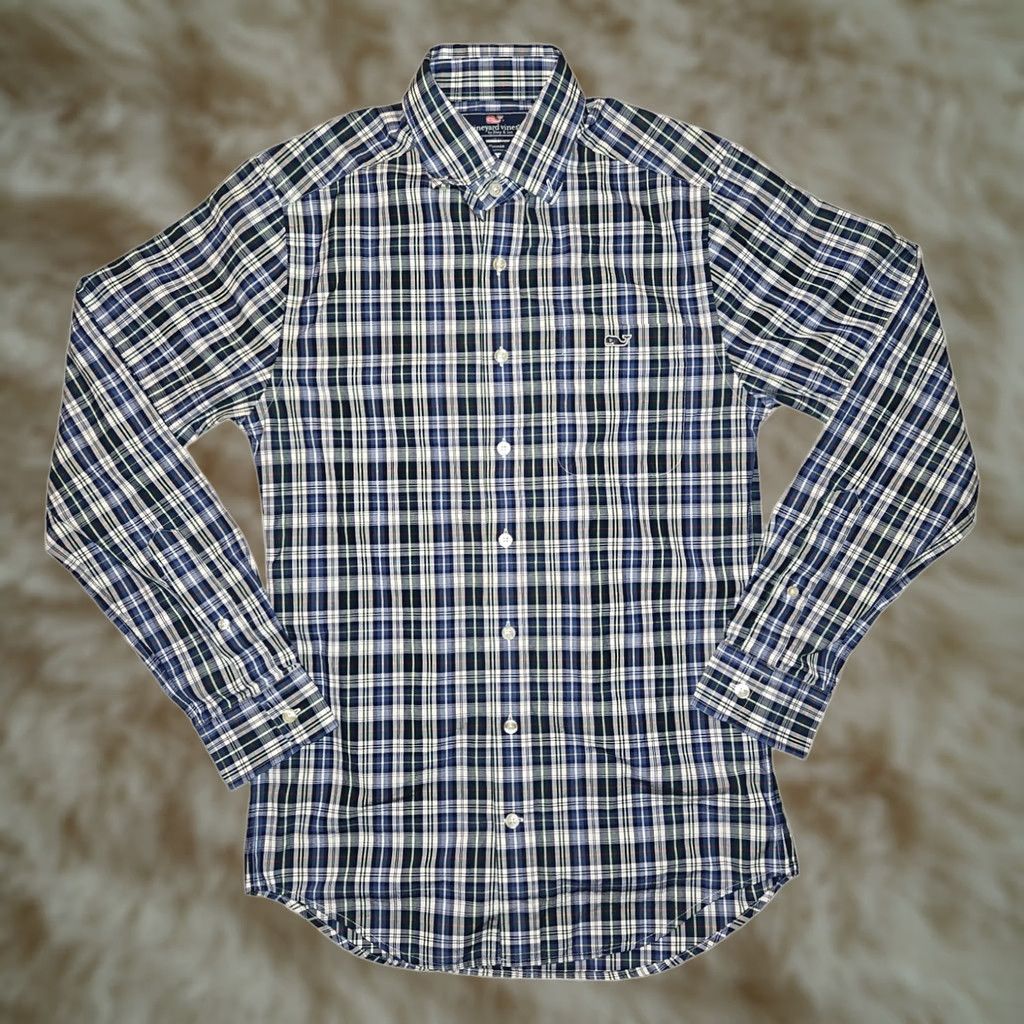 Vineyard Vines VINTAGE Vineyard Vines Tucker Shirt Button-Up Slim Long Sleeve XS Preppy Plaid Blue Mens Size US XS / EU 42 / 0 - 1 Thumbnail
