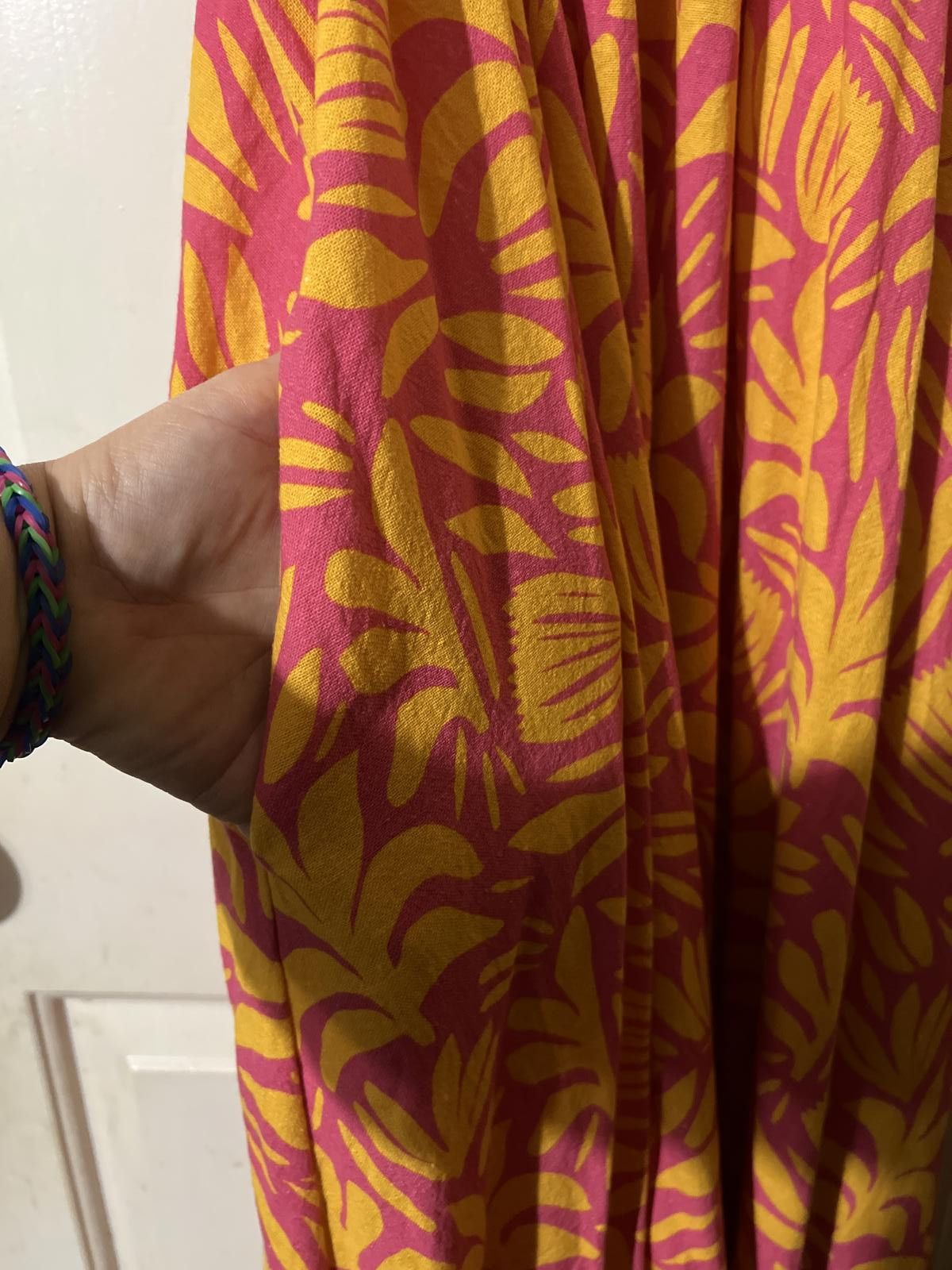 Other Palms away Sleeveless Maxi Dress Yellow and Pink Leafprint L Size L / US 10 / IT 46 - 4 Thumbnail