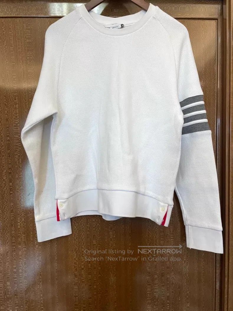 Thom Browne Thom Browne White Waffle Sweatshirt Size US L / EU 52-54 / 3 - 1 Thumbnail