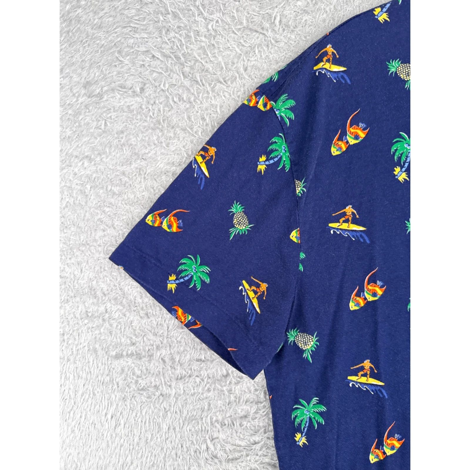 Ralph Lauren Polo Ralph Lauren Shirt Men Medium Blue 100% Cotton Crew Surfer Pineapple Palm Size US M / EU 48-50 / 2 - 3 Thumbnail