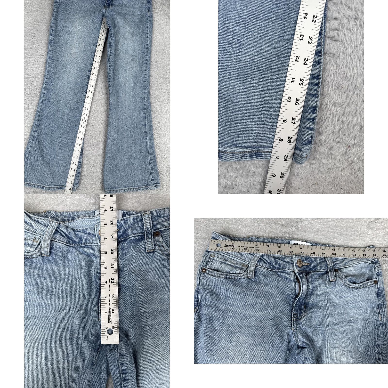 Rsq RSQ Low Rise Flare Jeans Womens 29 Blue Light Wash Stretch 5 Pocket 29x30 Jeans Size 29" - 8 Thumbnail