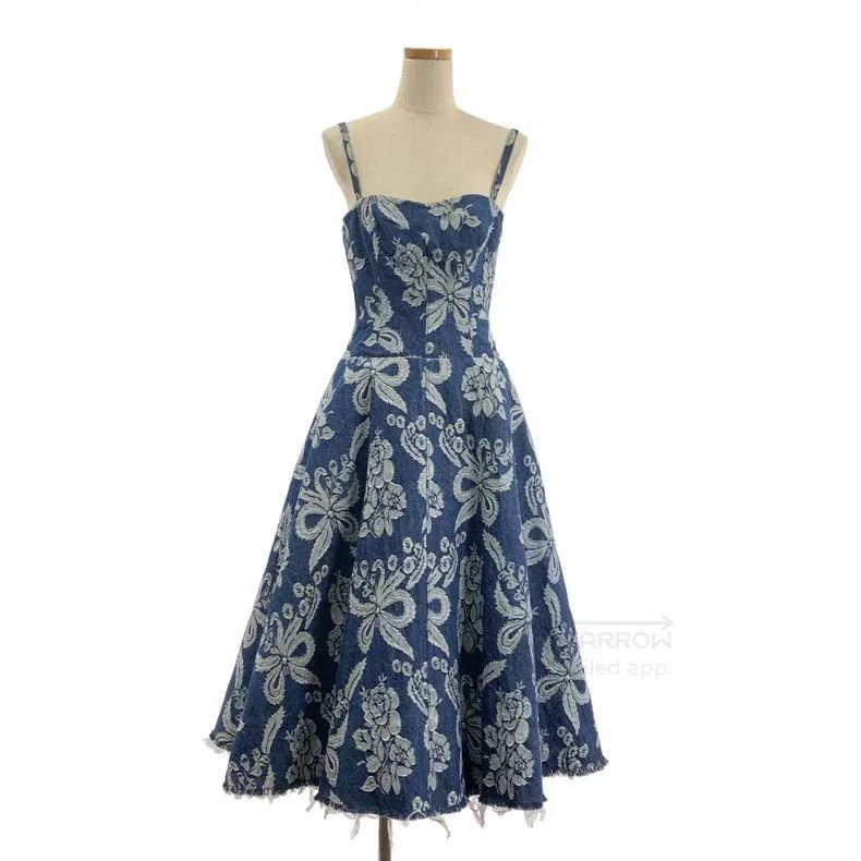 Junya Watanabe Junya Watanabe Denim Embroidered Tulle Puff Sleeve Dress Size XS / US 0-2 / IT 36-38 - 4 Thumbnail