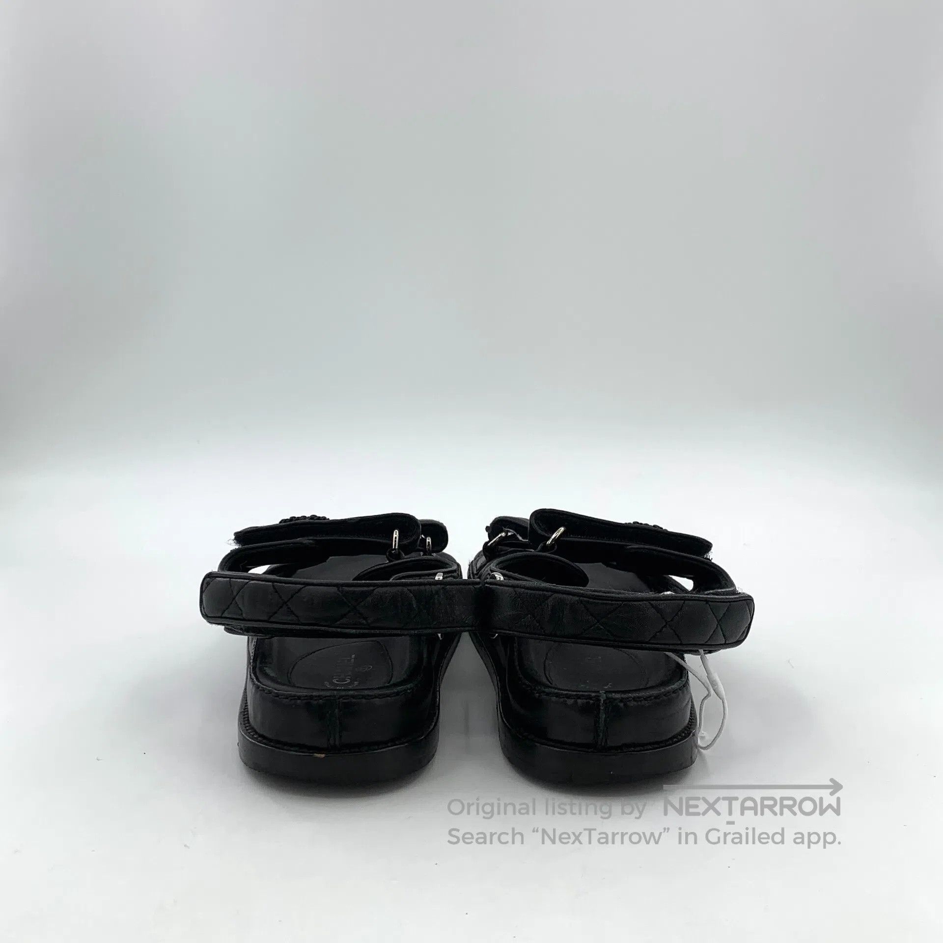 Chanel Chanel Black Logo Mark Magic Tape Casual Flat Sandals| Size US 7.5 / IT 37.5 - 4 Thumbnail