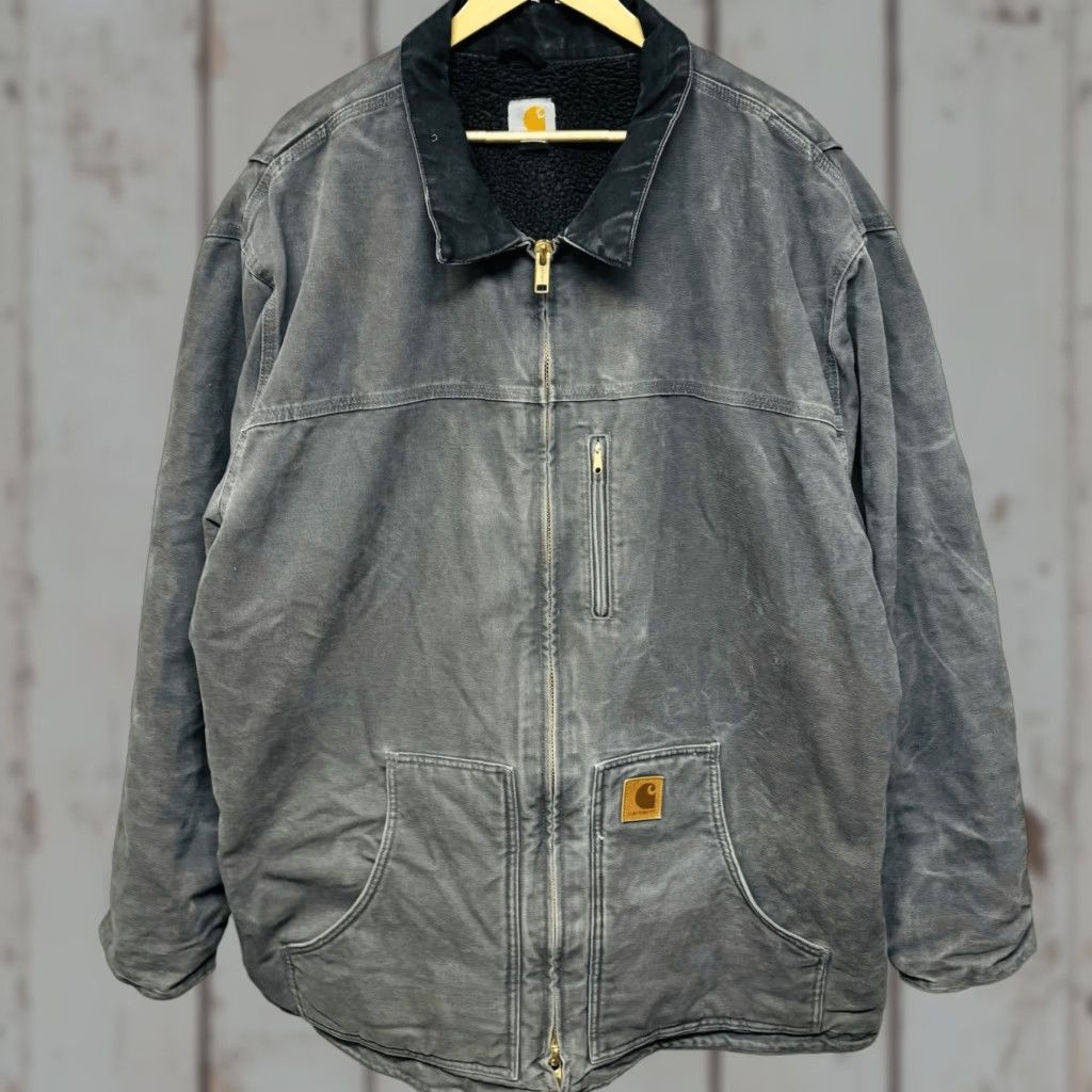 VINTAGE Carhartt Arctic Jacket Gray Sherpa Lined Workwear Big & Tall 3XLT Men Jacket Gravel Gray C61 GVL