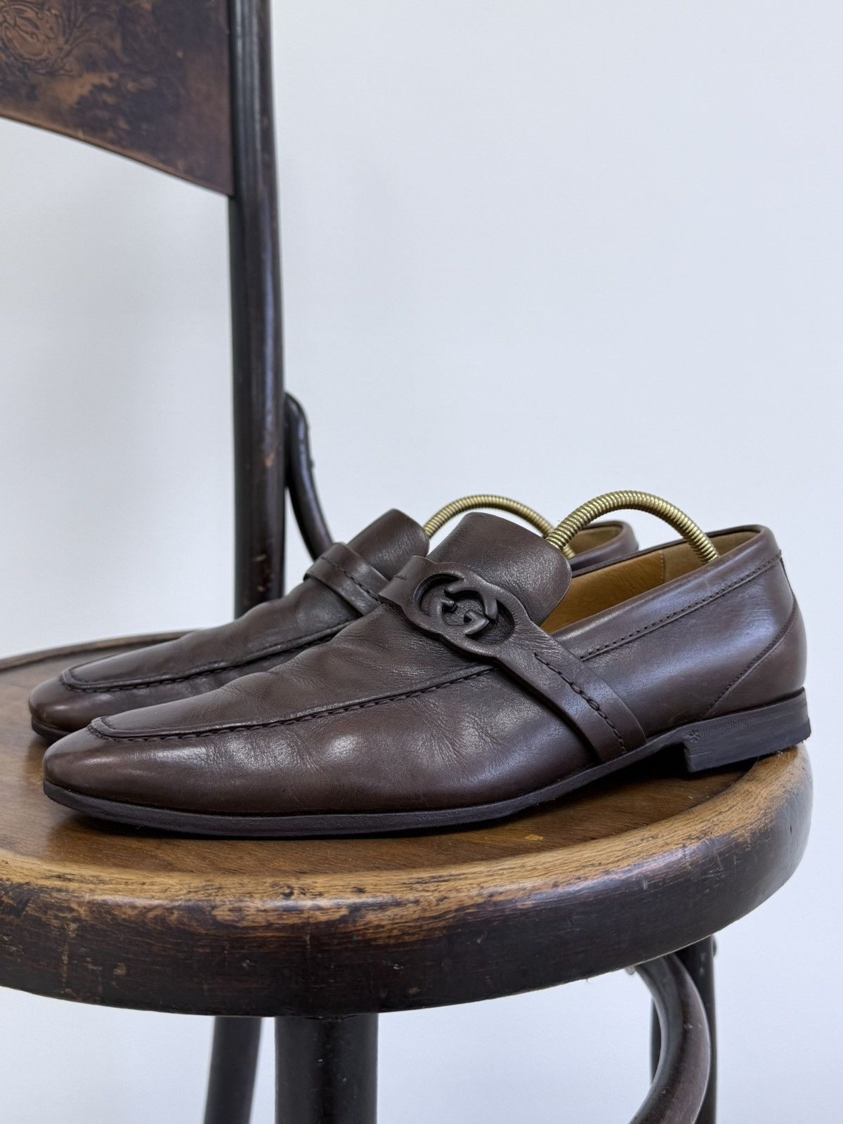 Gucci Gucci Brown Leather Loafer Shoes Size US 8 / EU 41 - 1 Thumbnail