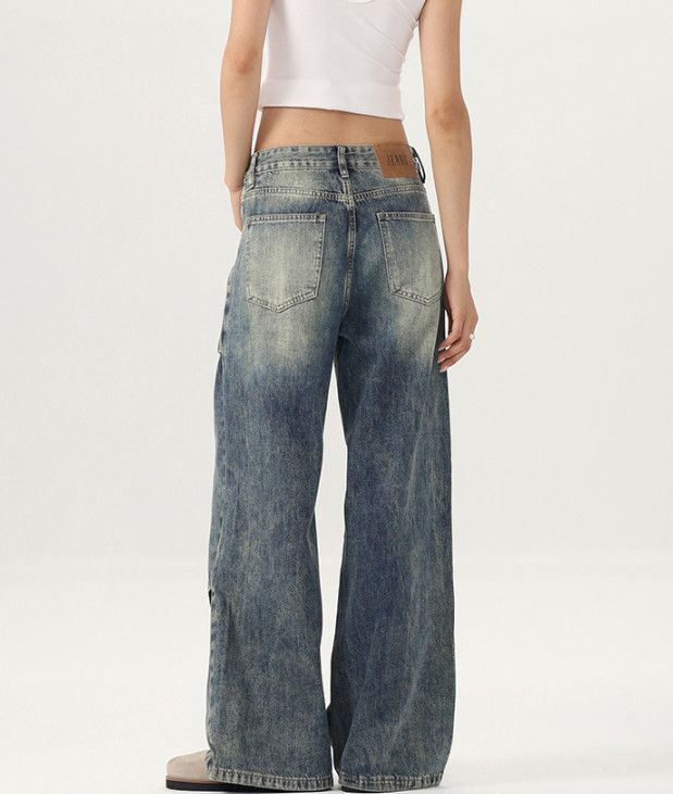 Vintage American straight distressed men's retro loose baggy jeans Size US 32 / EU 48 - 4 Thumbnail