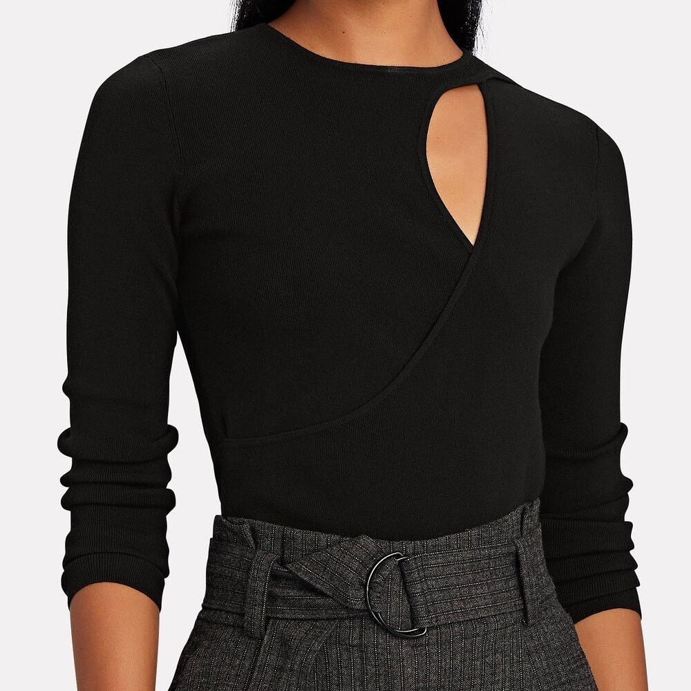 A.L.C. A.L.C. Priya Black Cut-Out Women's Long-Sleeve Knit Top Size XS / US 0-2 / IT 36-38 - 2 Thumbnail