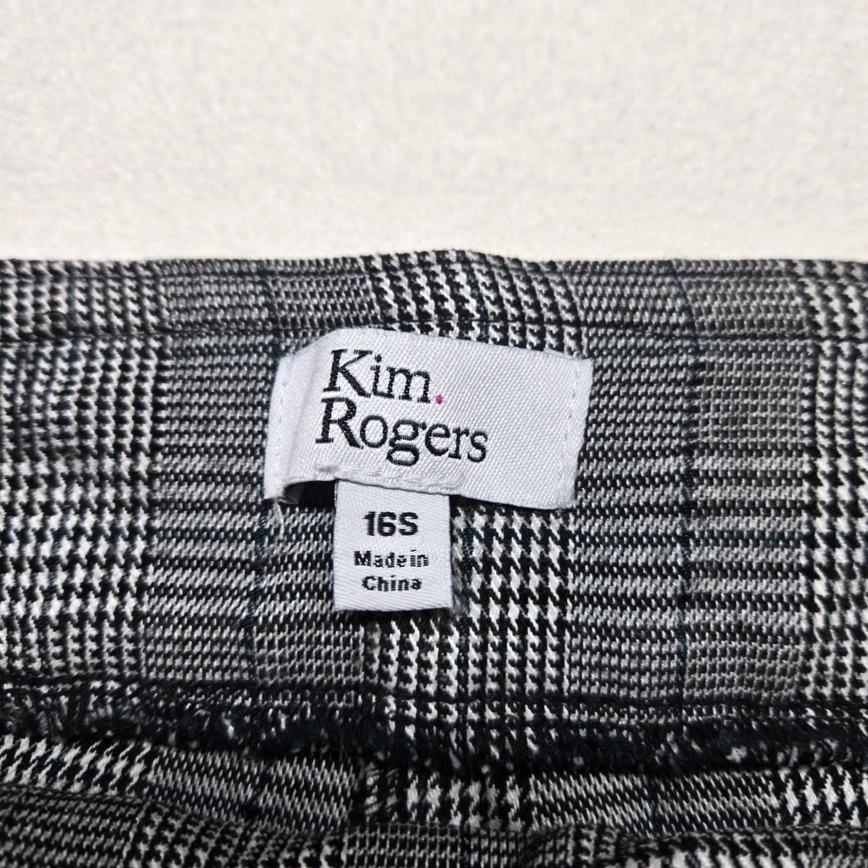 Vintage KIM ROGERS Women's Pants Gray Plaid Pull On Elastic Waist Size 16S Size 38" / US 16 / IT 52 - 3 Thumbnail