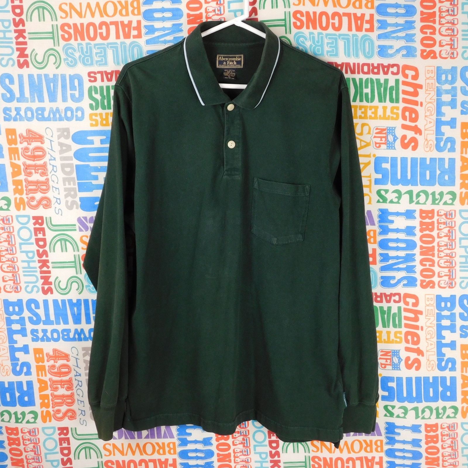 Abercrombie & Fitch 90s A&F Long Sleeve Polo Shirt Forest Green Size XL USA Made Size US XL / EU 56 / 4 - 1 Thumbnail