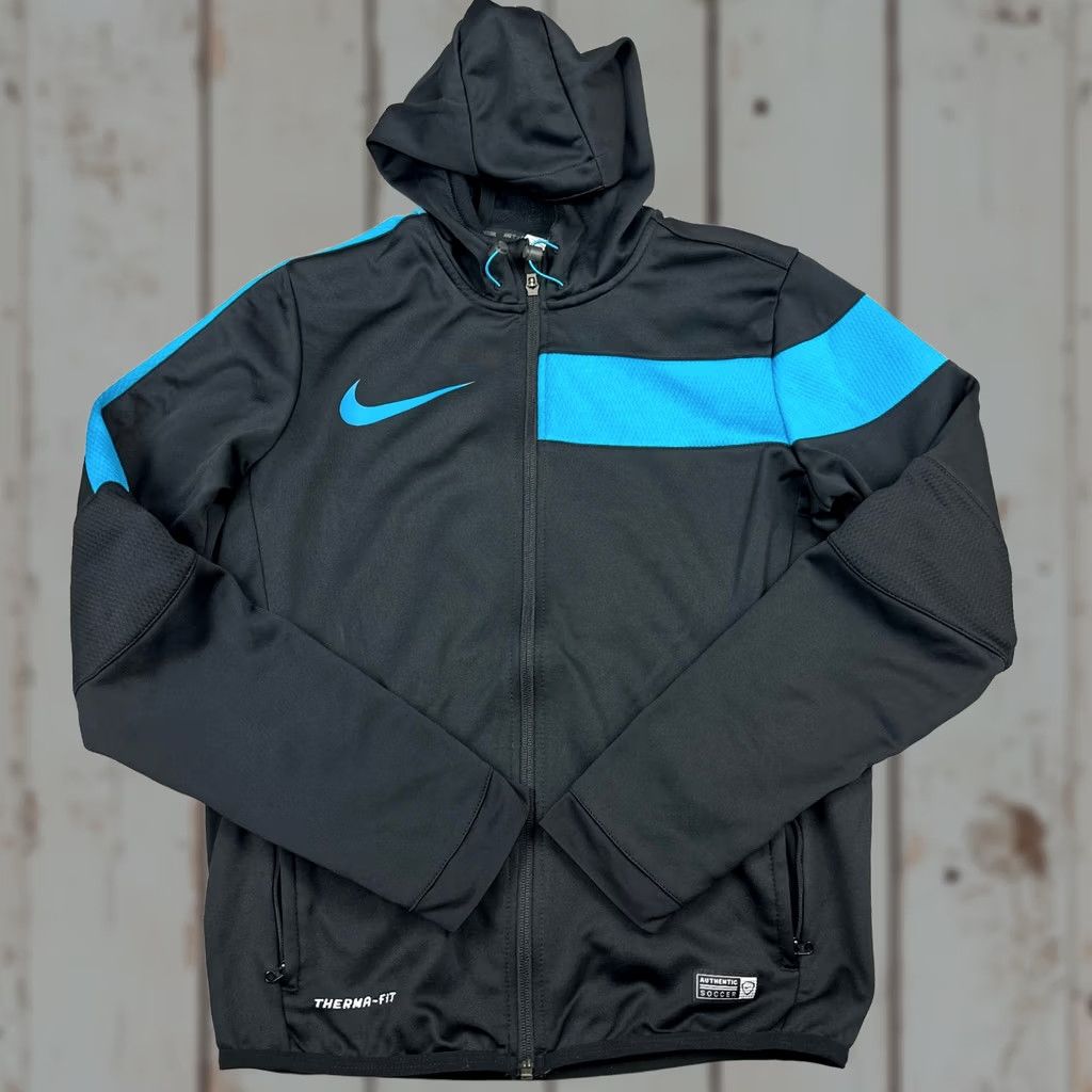 Nike Nike Jacket Men Small Black Blue Solid Full Zip Pockets Swoosh Soccer Hoodie S Size US S / EU 44-46 / 1 - 1 Thumbnail