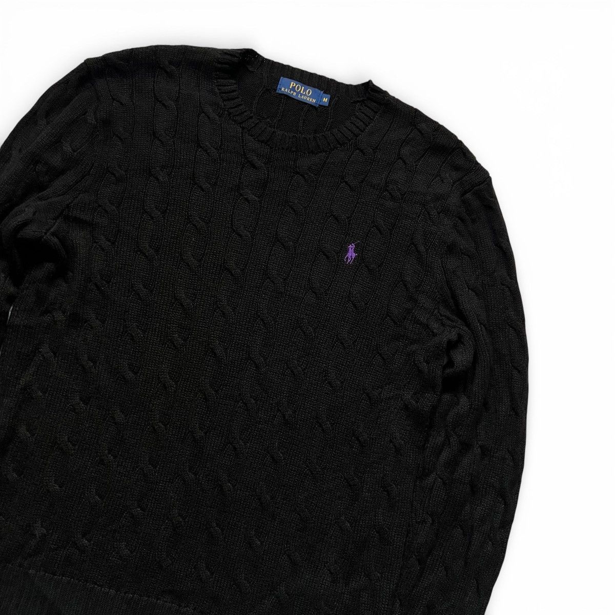 Polo Ralph Lauren Polo Ralph Lauren Cotton Cable Knit sweater Black Size US M / EU 48-50 / 2 - 2 Thumbnail