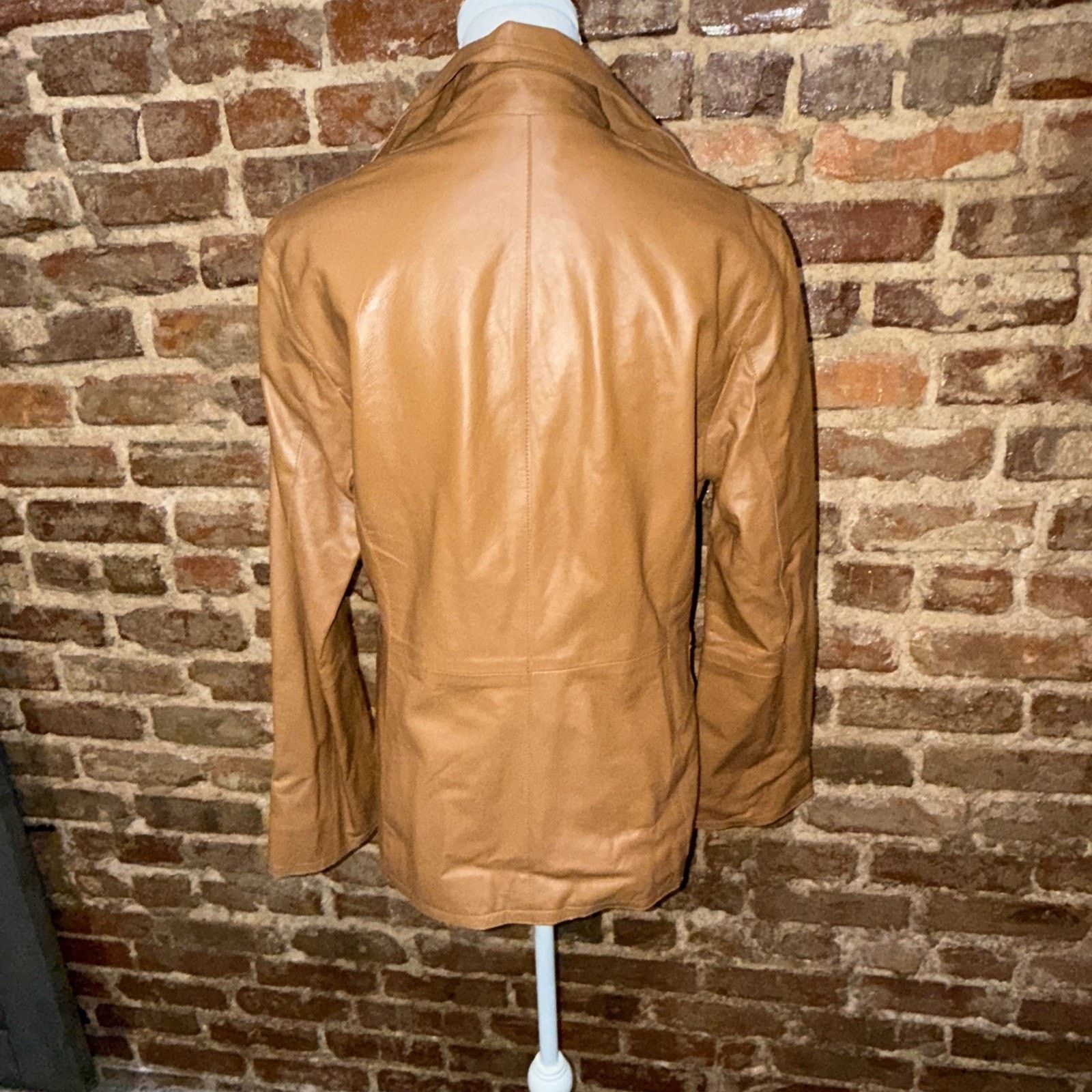 & Other Stories OLLY London Women Real Leather Tan Blazer Jacket Sz 10 Size L / US 10 / IT 46 - 4 Thumbnail