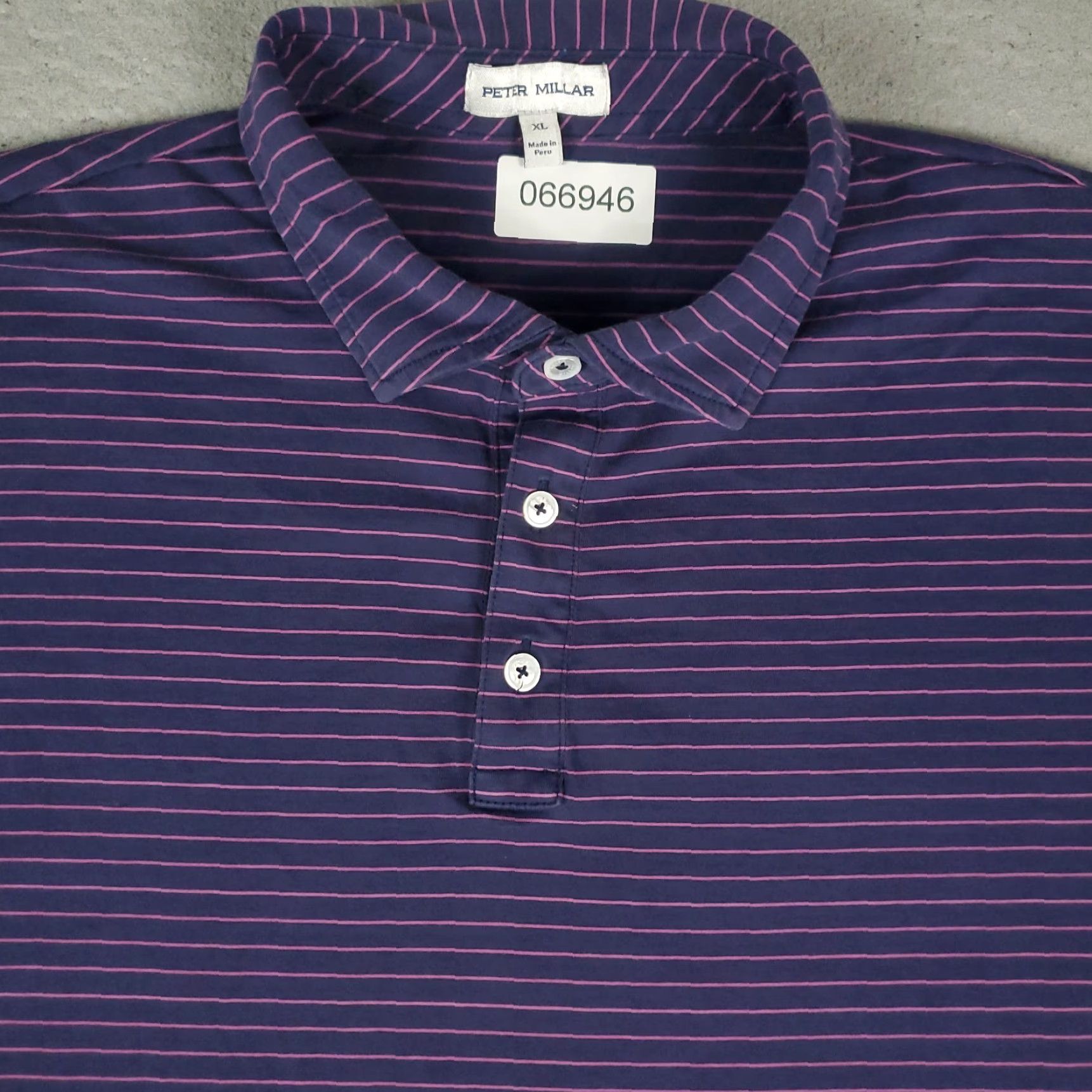 Peter Millar Peter Millar Polo Shirt Mens XL Purple Pink Striped Cotton Golf Short Sleeve Shirt Size US XL / EU 56 / 4 - 2 Thumbnail