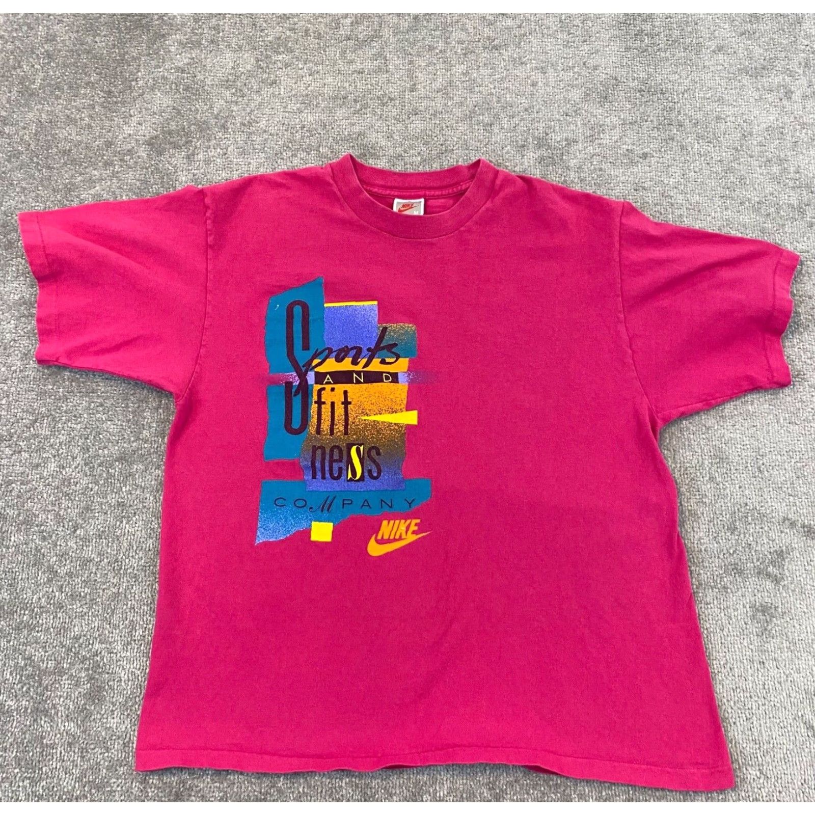 Nike VINTAGE Nike Shirt Mens M Pink Graphic Tee 90s Y2K Sports USA Tee Short Sleeve Crew Neck Cotton T-Shirt Size US M / EU 48-50 / 2 - 2 Thumbnail