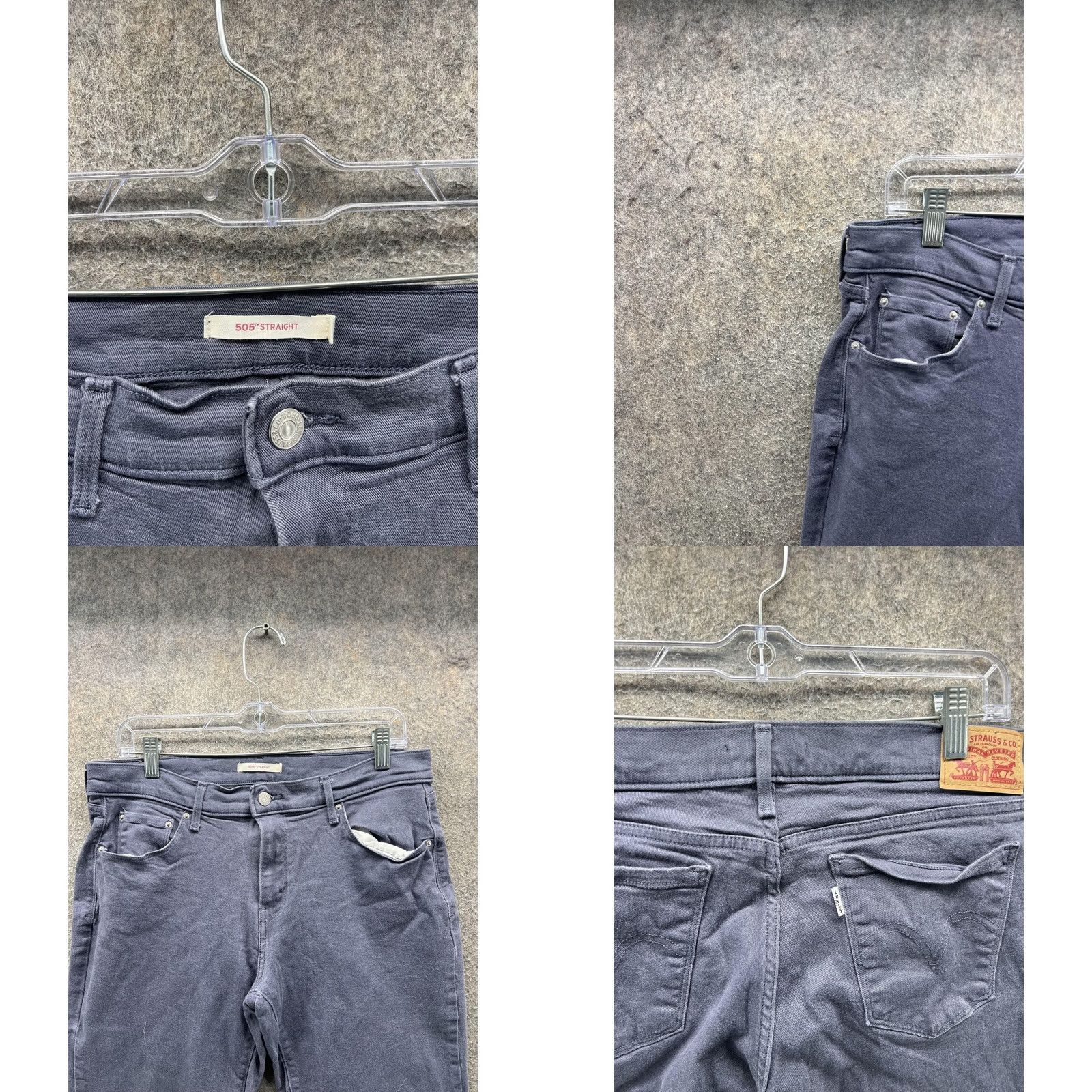 Levi's Levi's 505 Jeans Mens 32x30 Blue Regular Fit Straight Denim Dark Wash Casual Size US 31 - 8 Thumbnail