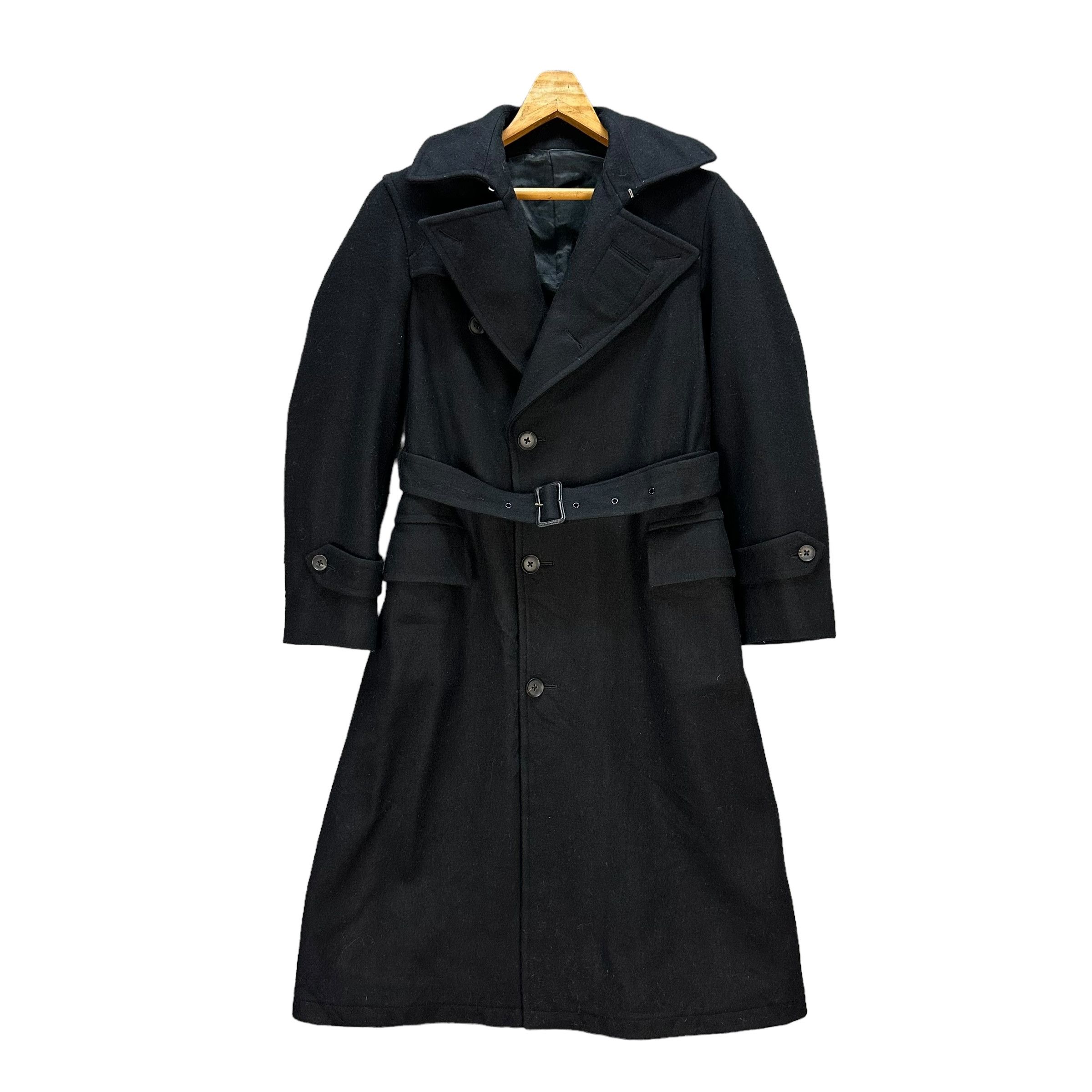 SCYE SYCE Double Collar Black Wool Belted Long Coat #A41-0937 Size S / US 4 / IT 40 - 1 Thumbnail
