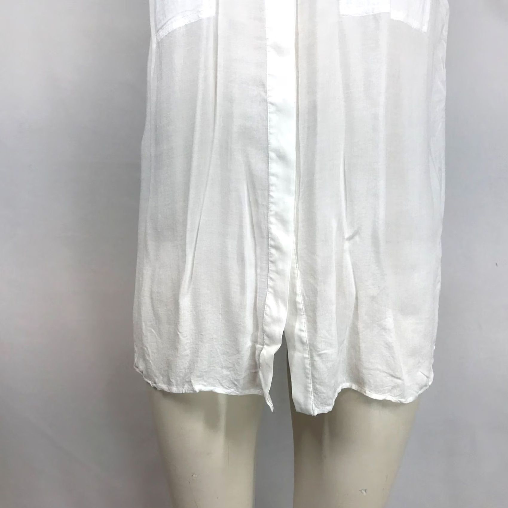 Vince Vince. WOMEN'S S Small WHITE Sleeveless Collared Button Tunic Top with Pockets Shirt Women S White Tunic Pockets Size S / US 4 / IT 40 - 3 Thumbnail